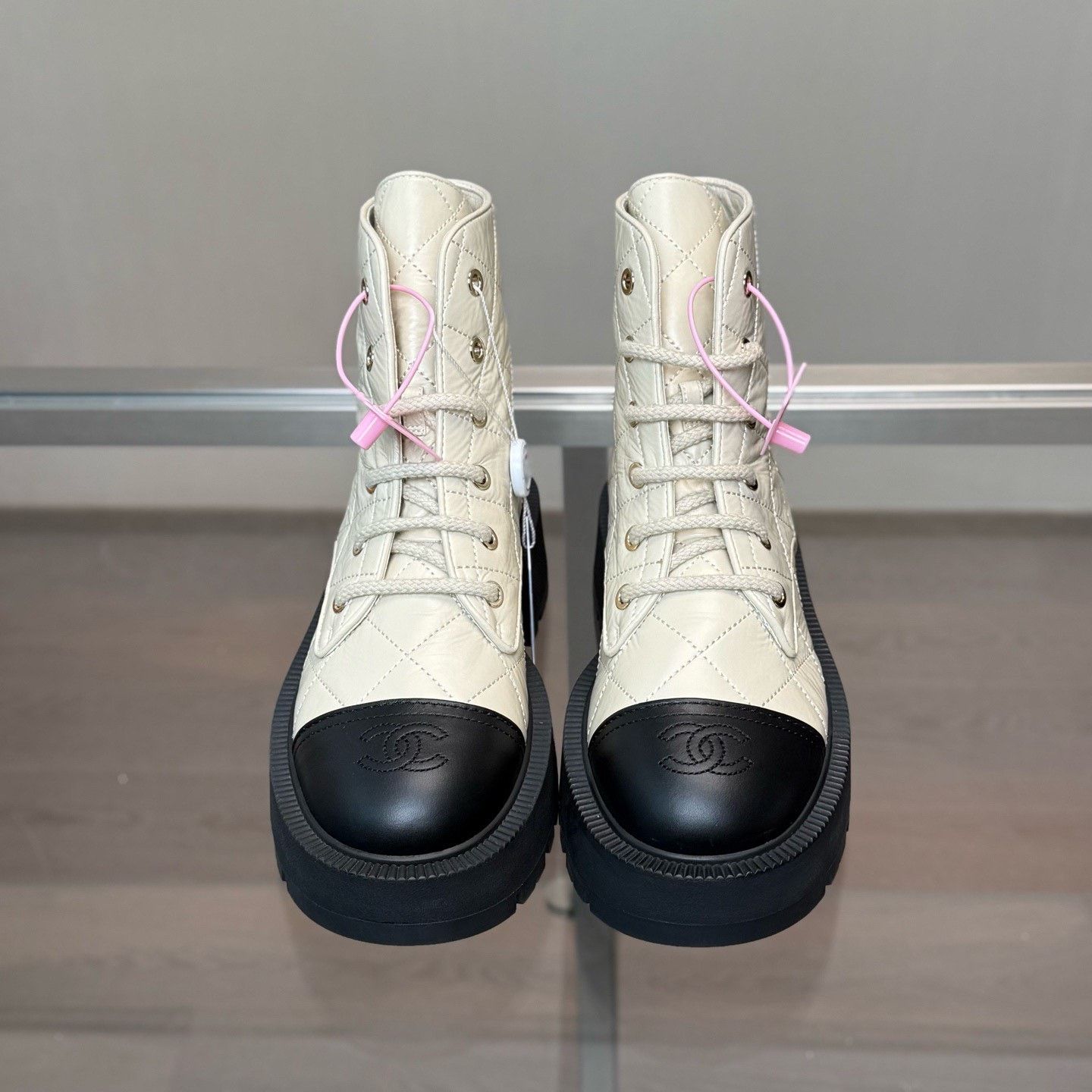 Chanel Chanel Beige Patchwork Martin Boots Size US 7 / IT 37 - 2 Thumbnail
