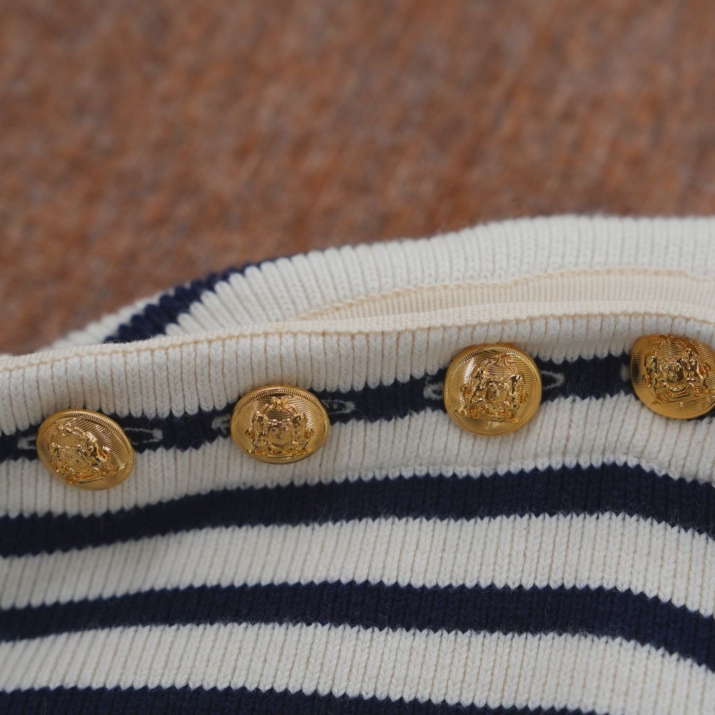 Celine Celine Gold Buckle Logo Striped Knit Sweater Size S / US 4 / IT 40 - 3 Thumbnail