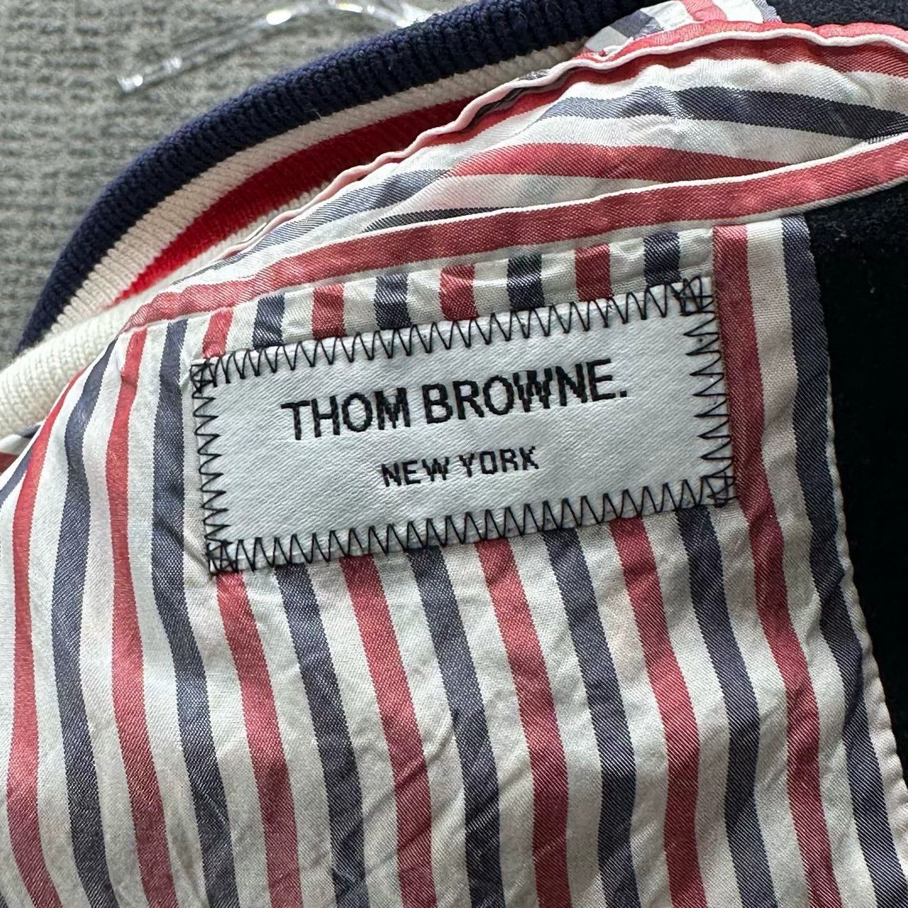 Thom Browne Thom Browne Leather Panel Baseball Jacket Size US S / EU 44-46 / 1 - 3 Thumbnail