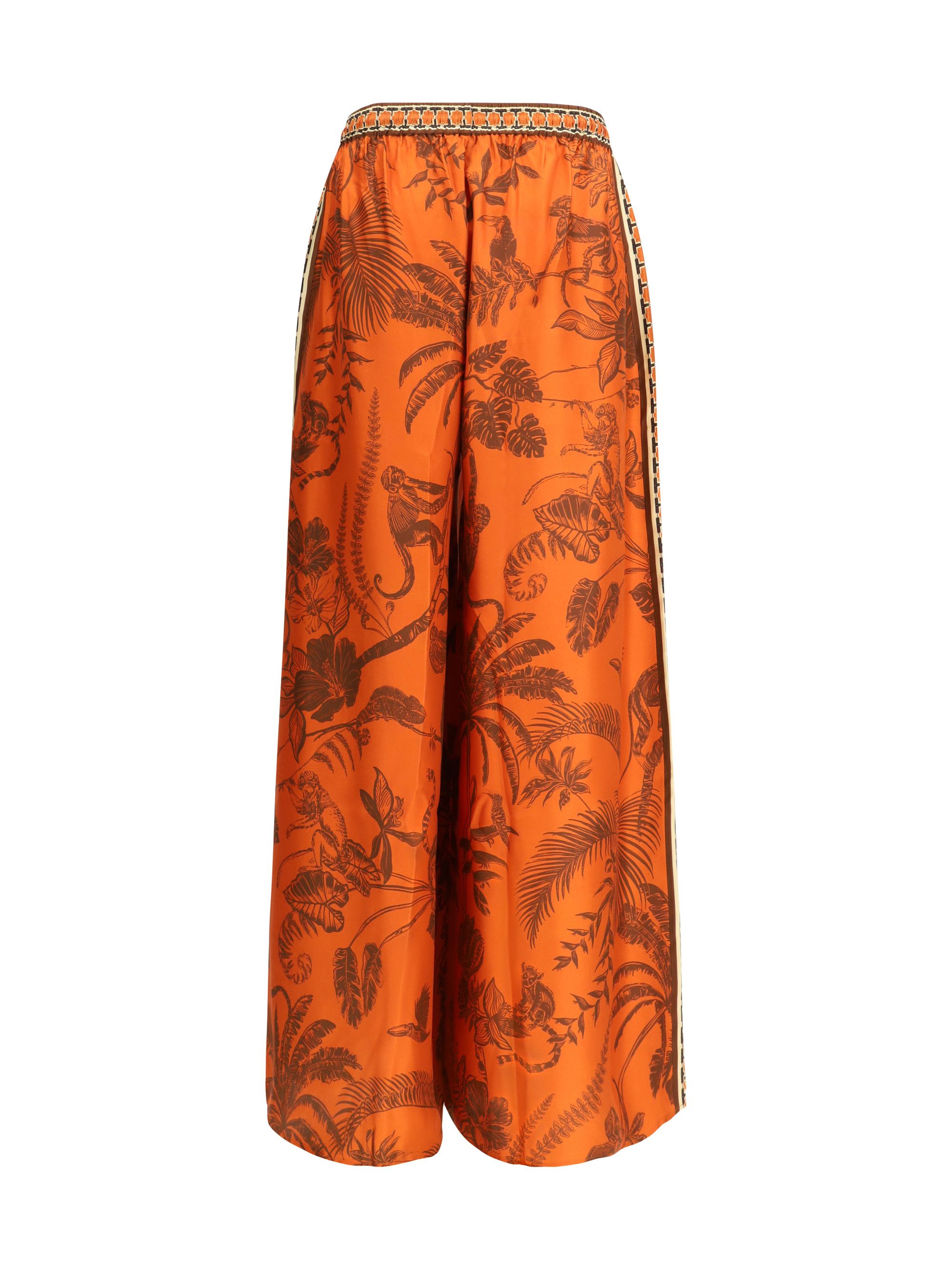 ALEMAIS Monkey Dance Silk Palazzo Pants Size 28" / US 6 / IT 42 - 2 Thumbnail
