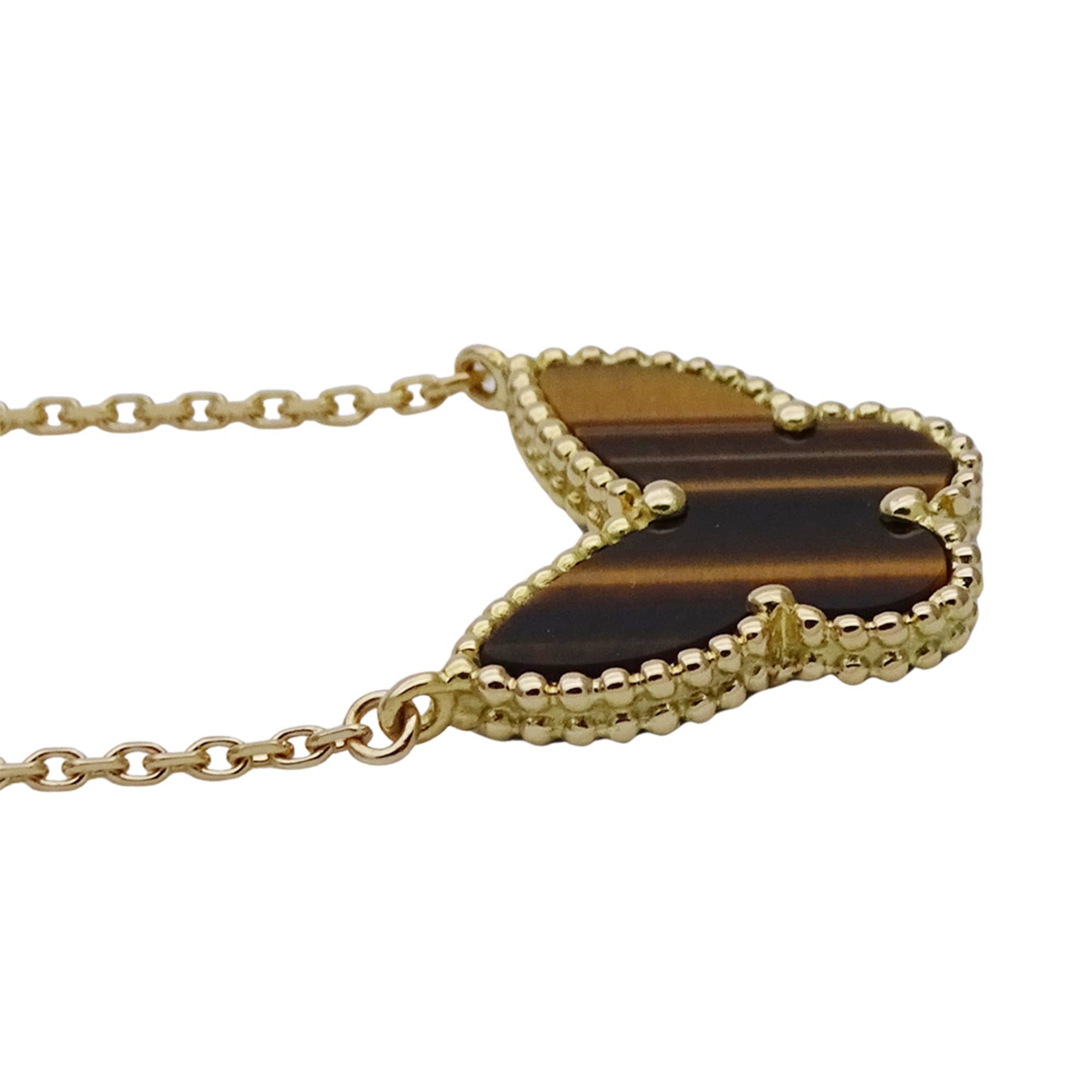 Van Cleef & Arpels Van Cleef & Arpels Lucky Alhambra Papillon Necklace for Women, 750YG Tiger's Eye Yellow Gold, VCARD98500, Polished Jewelry. Size ONE SIZE - 4 Thumbnail