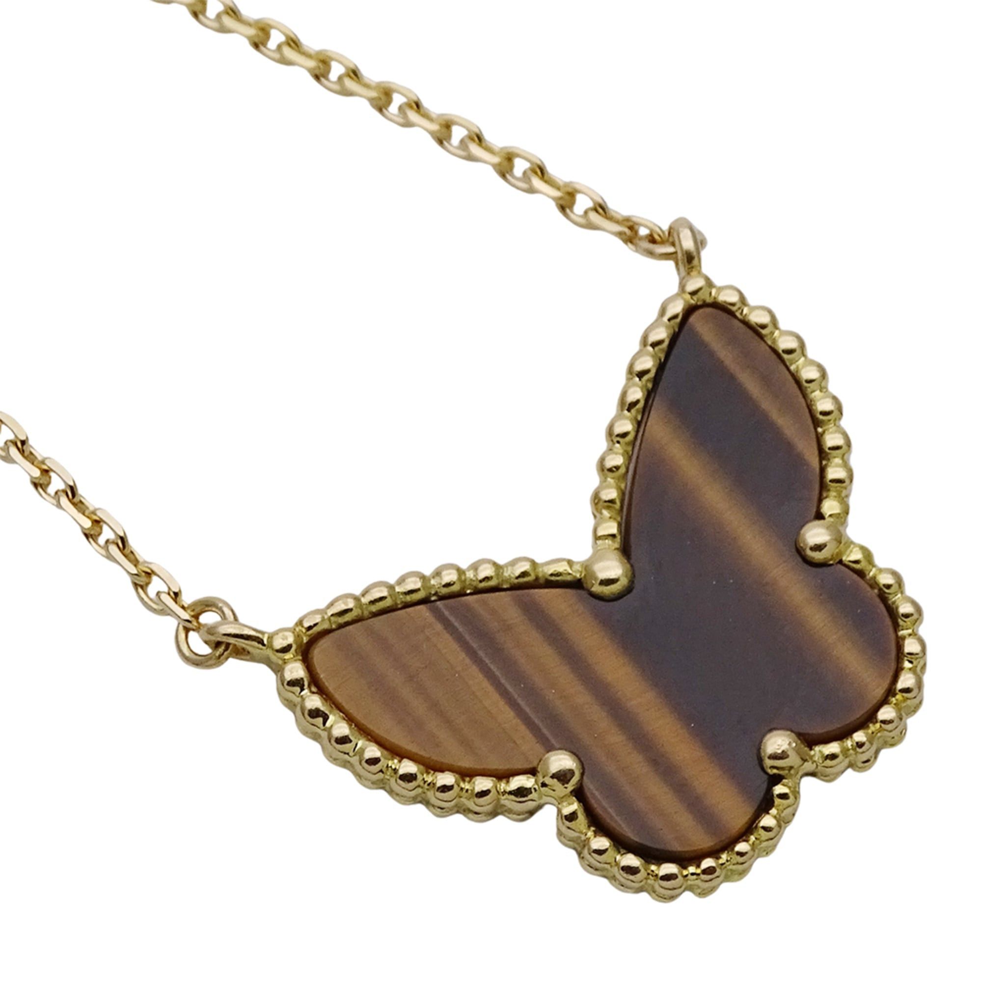 Van Cleef & Arpels Van Cleef & Arpels Lucky Alhambra Papillon Necklace for Women, 750YG Tiger's Eye Yellow Gold, VCARD98500, Polished Jewelry. Size ONE SIZE - 3 Thumbnail