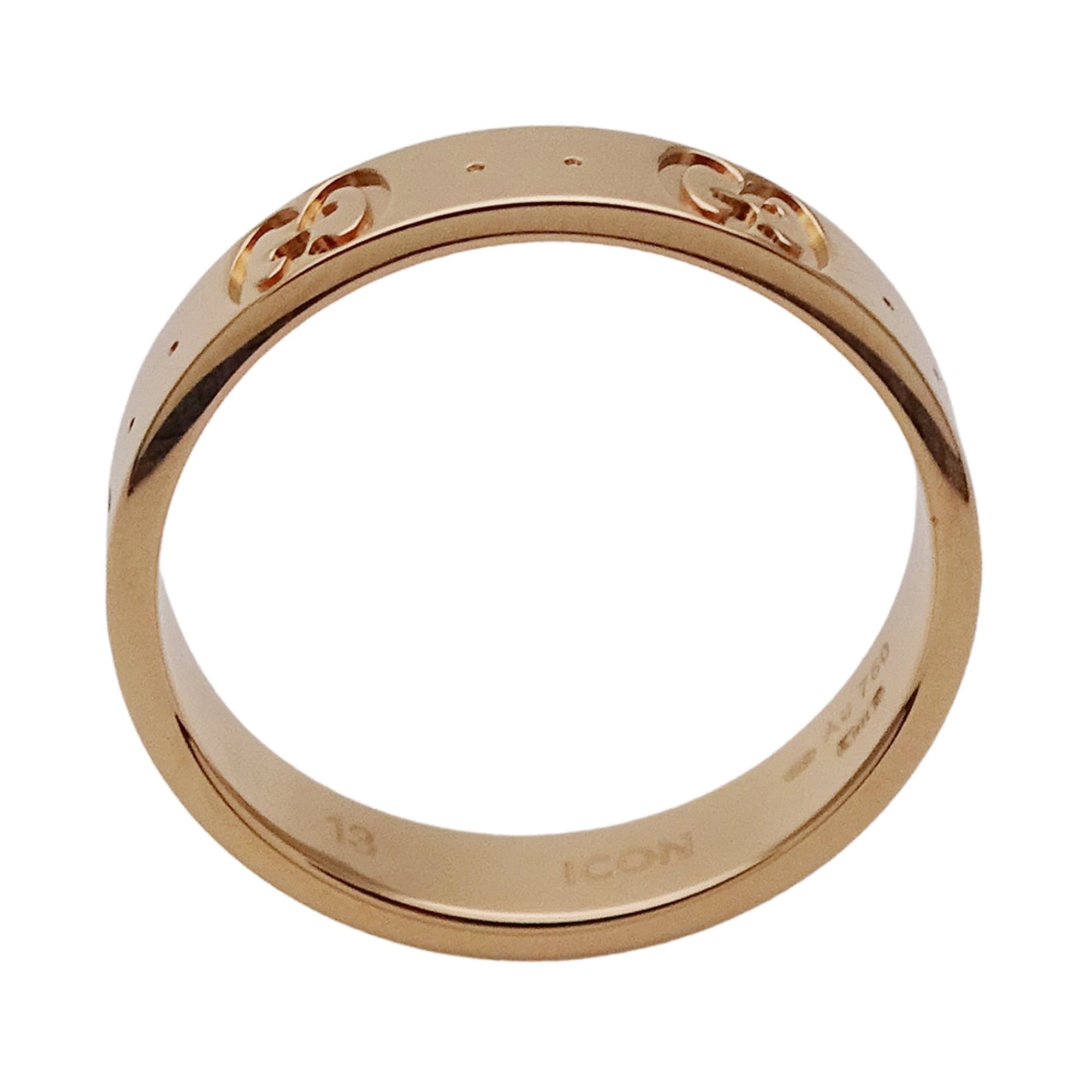 Gucci Gucci ring for women and men, brand name ring, 750PG Icon Slim Pink Gold, size #13 (approx. 1 inch), jewelry. Size ONE SIZE - 3 Thumbnail