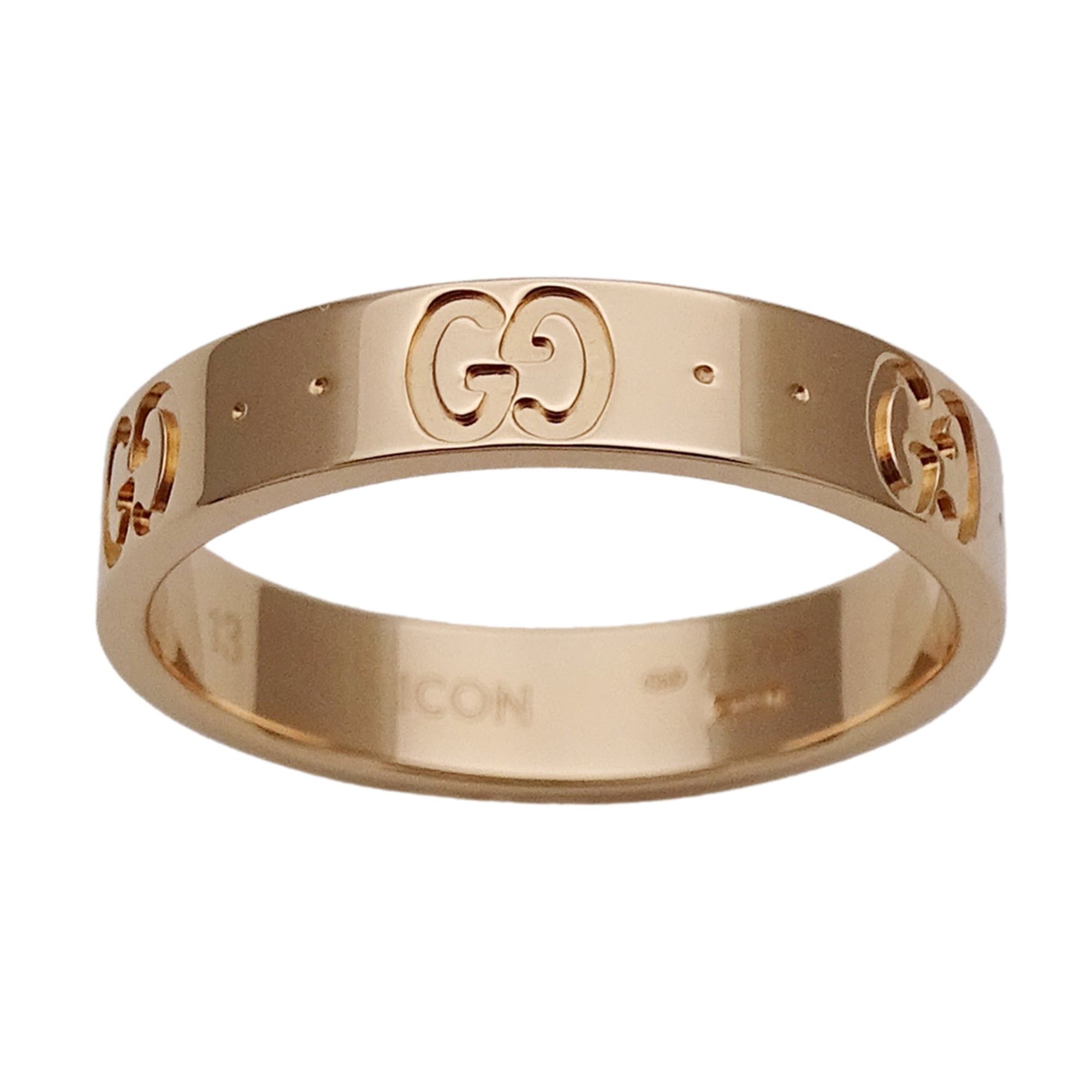 Gucci Gucci ring for women and men, brand name ring, 750PG Icon Slim Pink Gold, size #13 (approx. 1 inch), jewelry. Size ONE SIZE - 2 Thumbnail