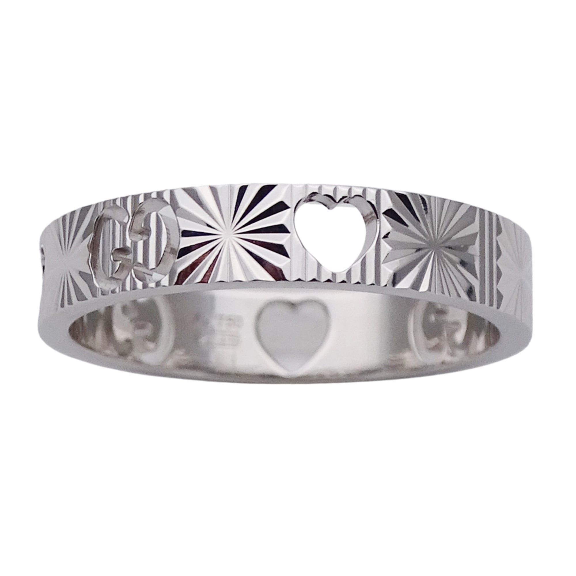 Gucci Gucci ring for women, brand name ring, 750WG Icon Heart, white gold, size #15 (approx. 1 inch), jewelry. Size ONE SIZE - 2 Thumbnail