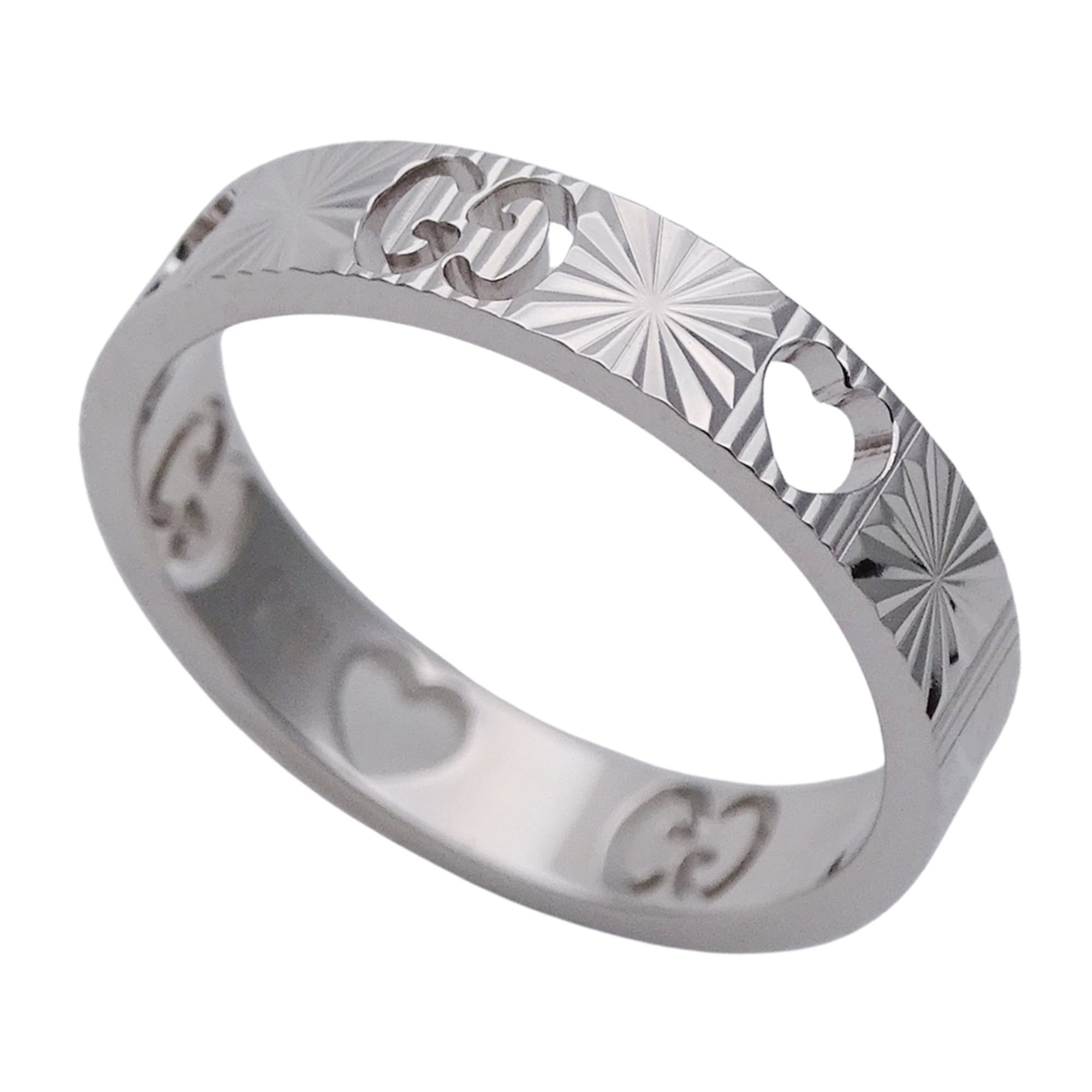 Gucci Gucci ring for women, brand name ring, 750WG Icon Heart, white gold, size #15 (approx. 1 inch), jewelry. Size ONE SIZE - 4 Thumbnail