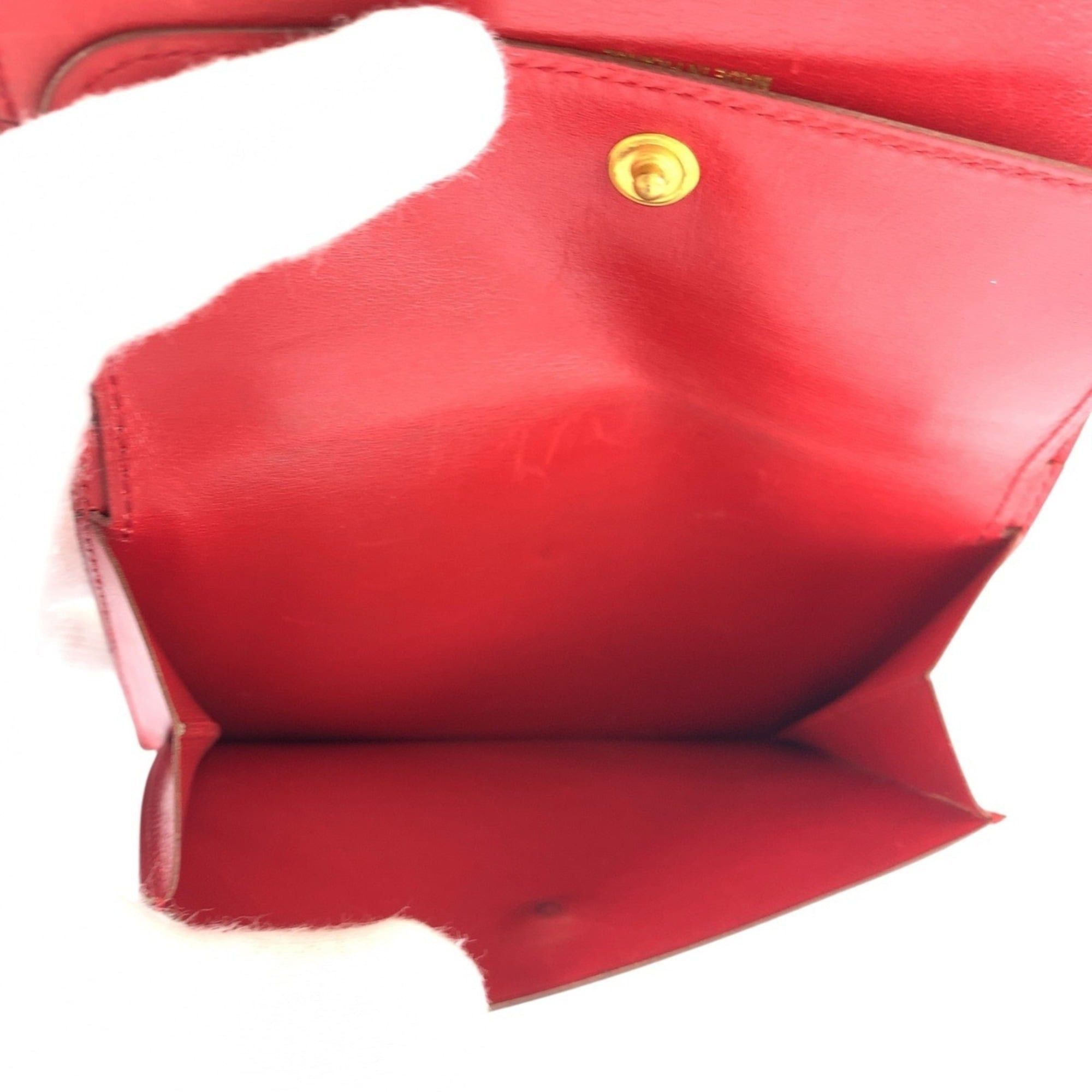 Hermes HERMES Saumur Red Leather Folding Wallet with Gold Hardware, Compact Wallet, ◯X Stamp, Women's Size ONE SIZE - 9 Thumbnail