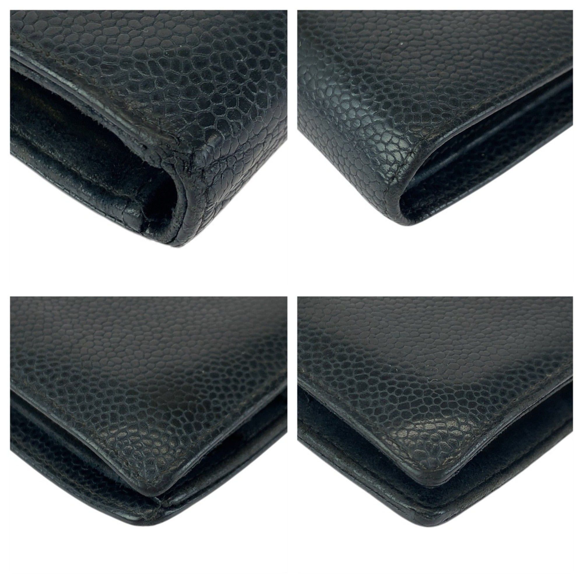 Chanel CHANEL Vintage Coco Mark Clasp Black Leather Long Wallet with Gold Hardware for Women Size ONE SIZE - 4 Thumbnail