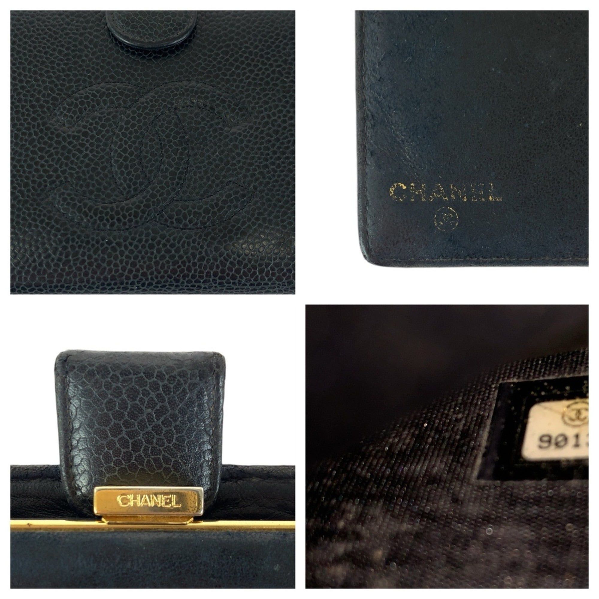 Chanel CHANEL Vintage Coco Mark Clasp Black Leather Long Wallet with Gold Hardware for Women Size ONE SIZE - 5 Thumbnail