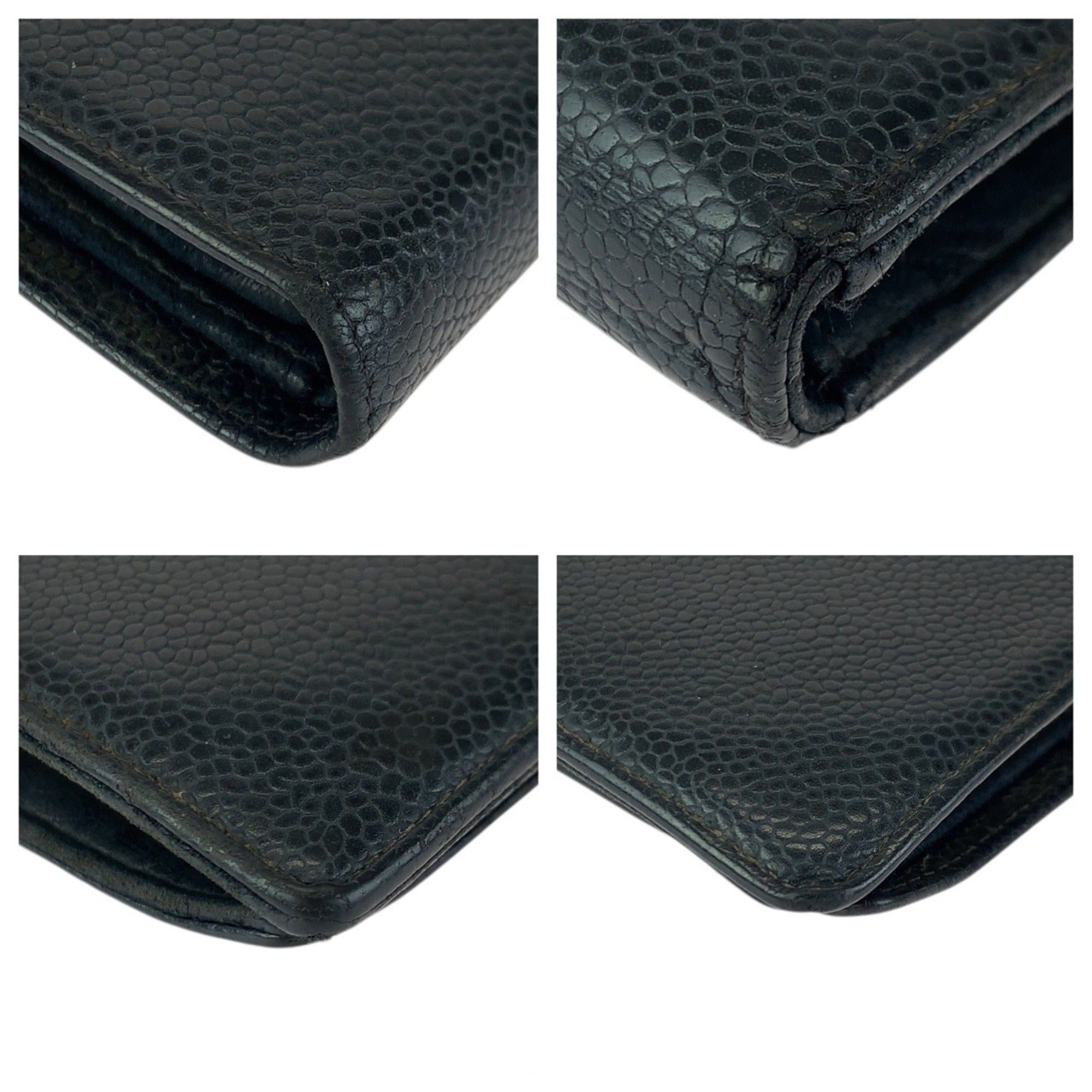 Chanel CHANEL Vintage Coco Mark Clasp Black Leather Long Wallet with Gold Hardware for Women Size ONE SIZE - 3 Thumbnail