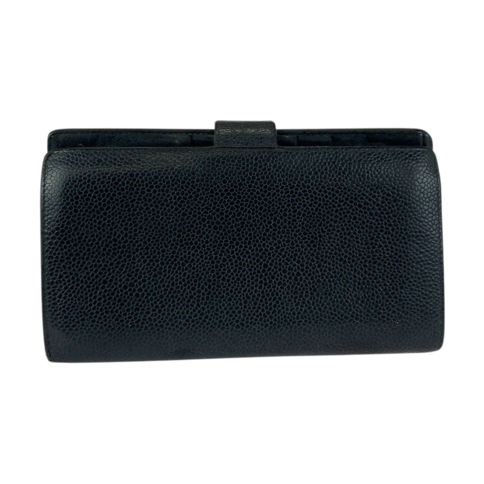 Chanel CHANEL Vintage Coco Mark Clasp Black Leather Long Wallet with Gold Hardware for Women Size ONE SIZE - 2 Thumbnail