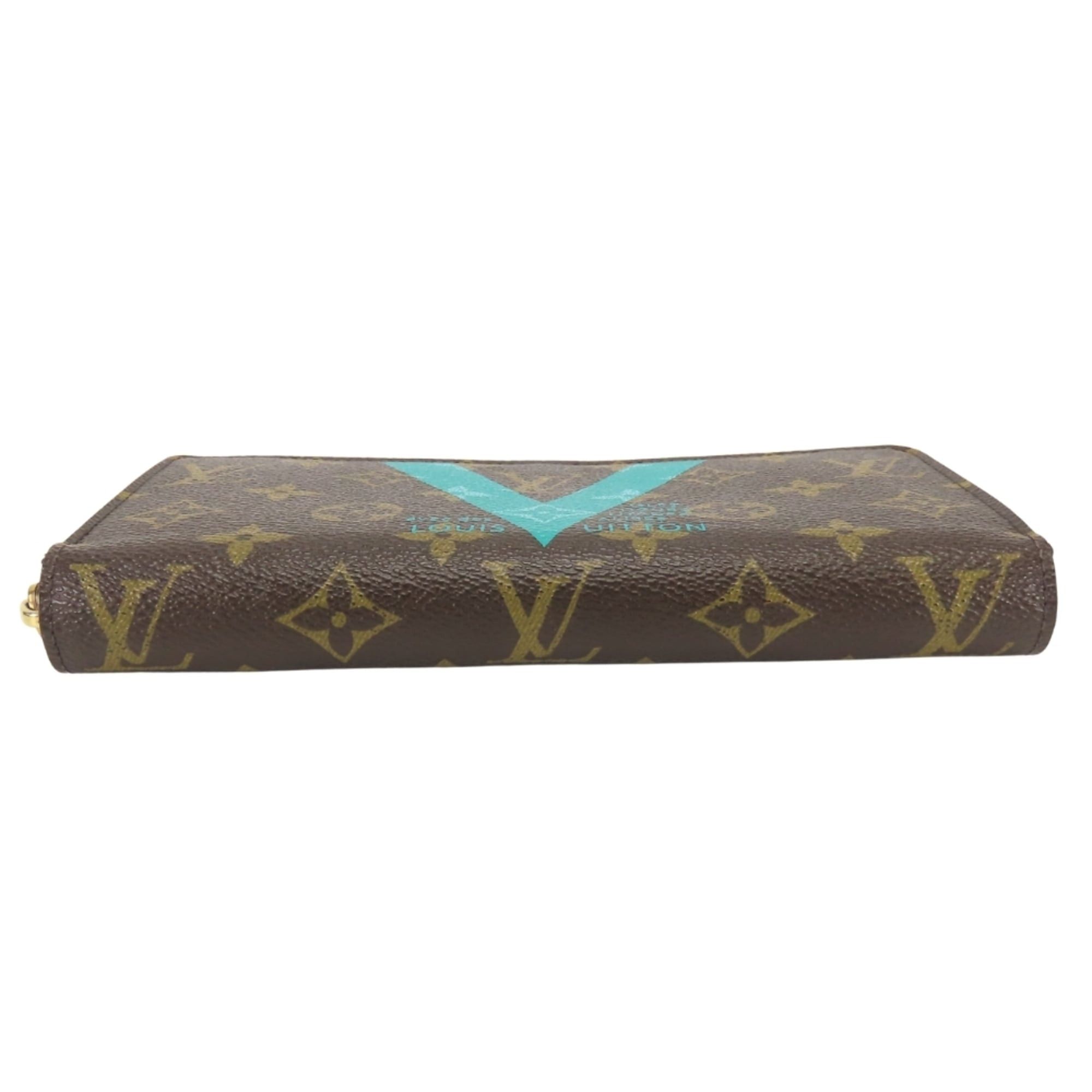 Louis Vuitton Louis Vuitton Zippy Wallet M60928 Monogram Turquoise Brown V-line Long for Women LOUIS VUITTON Size ONE SIZE - 4 Thumbnail