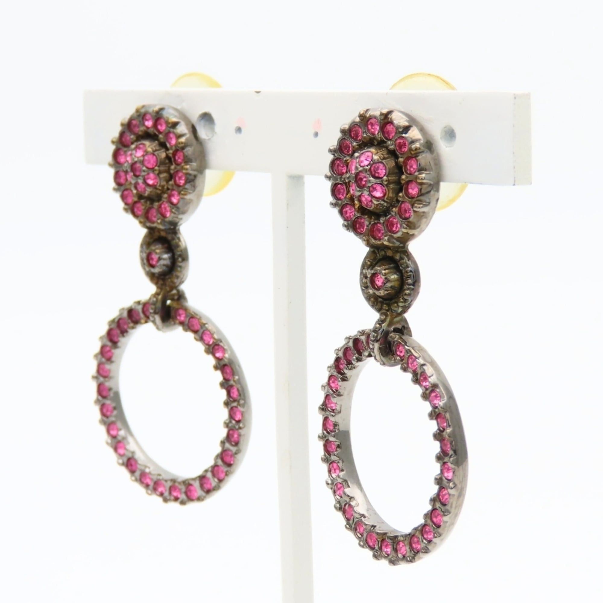 Dior Christian Dior Earrings, Metal, Rhinestone, Pink, Women's Size ONE SIZE - 4 Thumbnail
