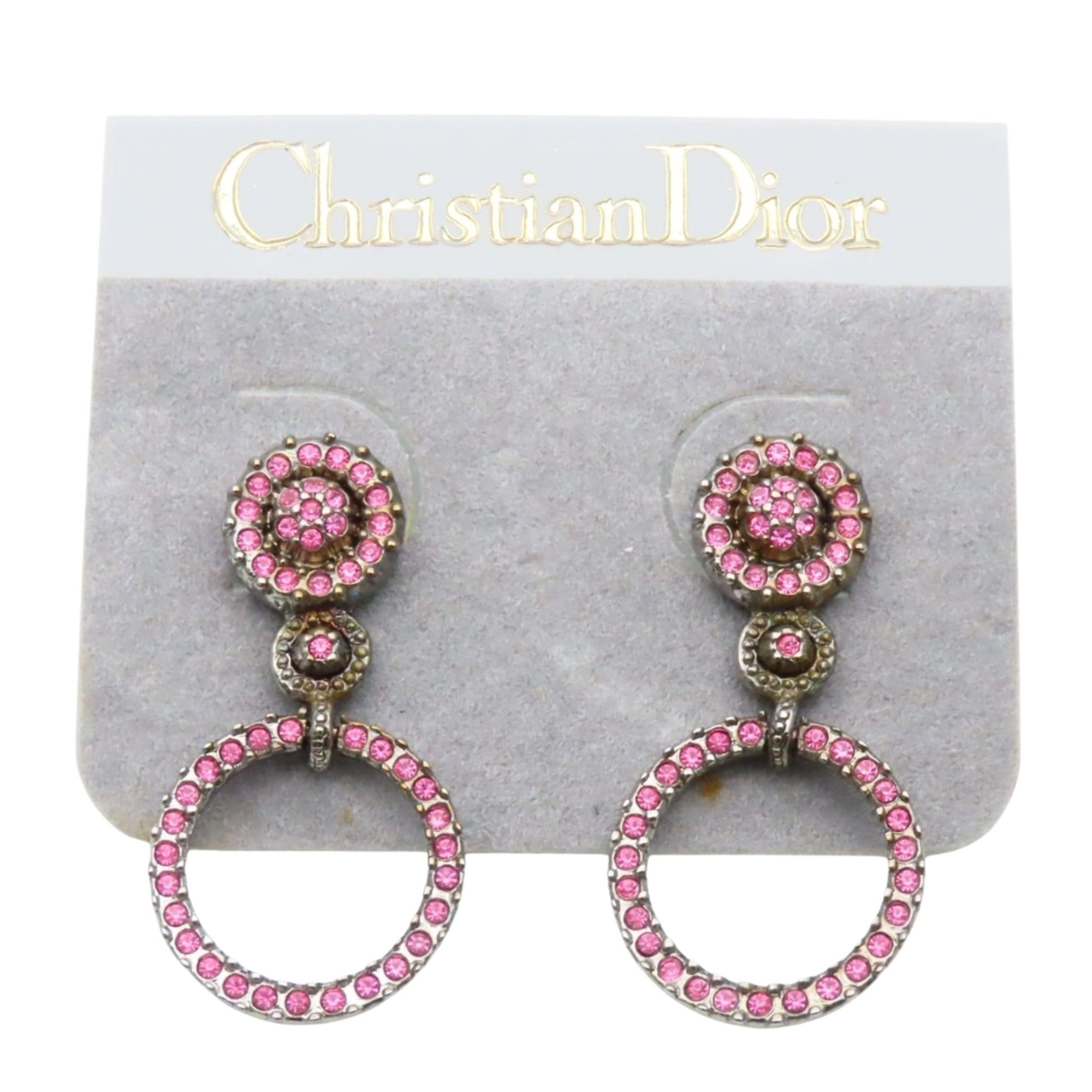 Dior Christian Dior Earrings, Metal, Rhinestone, Pink, Women's Size ONE SIZE - 14 Thumbnail