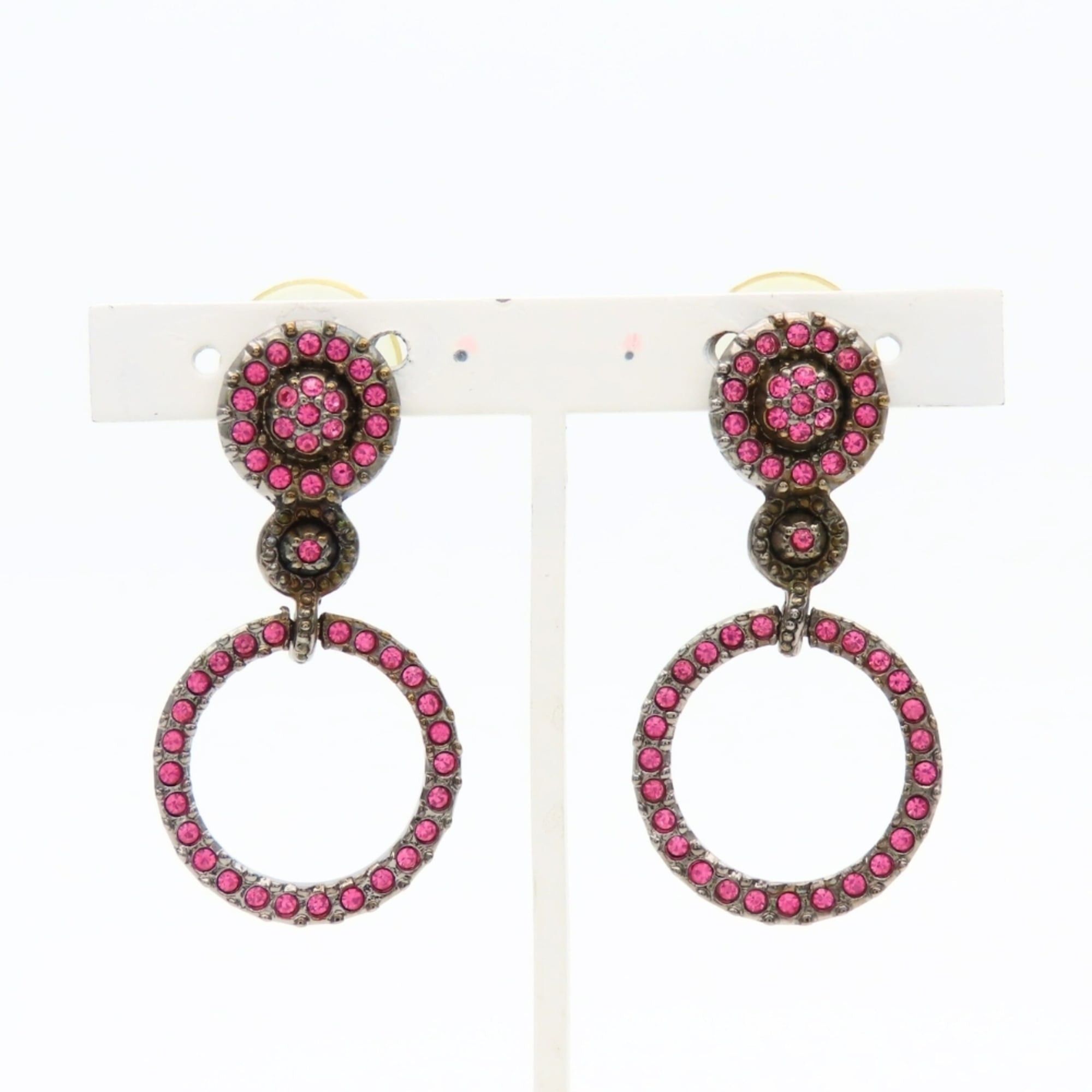 Dior Christian Dior Earrings, Metal, Rhinestone, Pink, Women's Size ONE SIZE - 3 Thumbnail