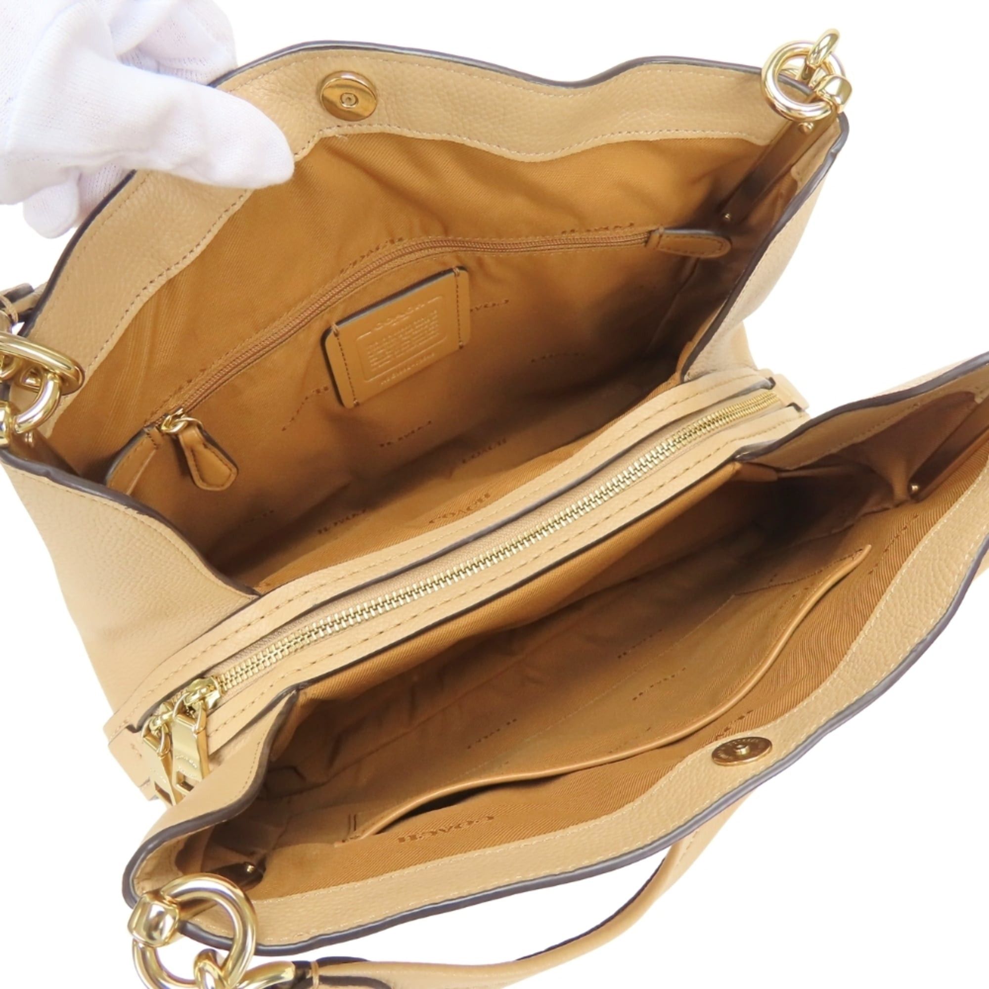 Coach Coach Tote Bag 73546 Leather Beige Women's COACH Size ONE SIZE - 12 Thumbnail