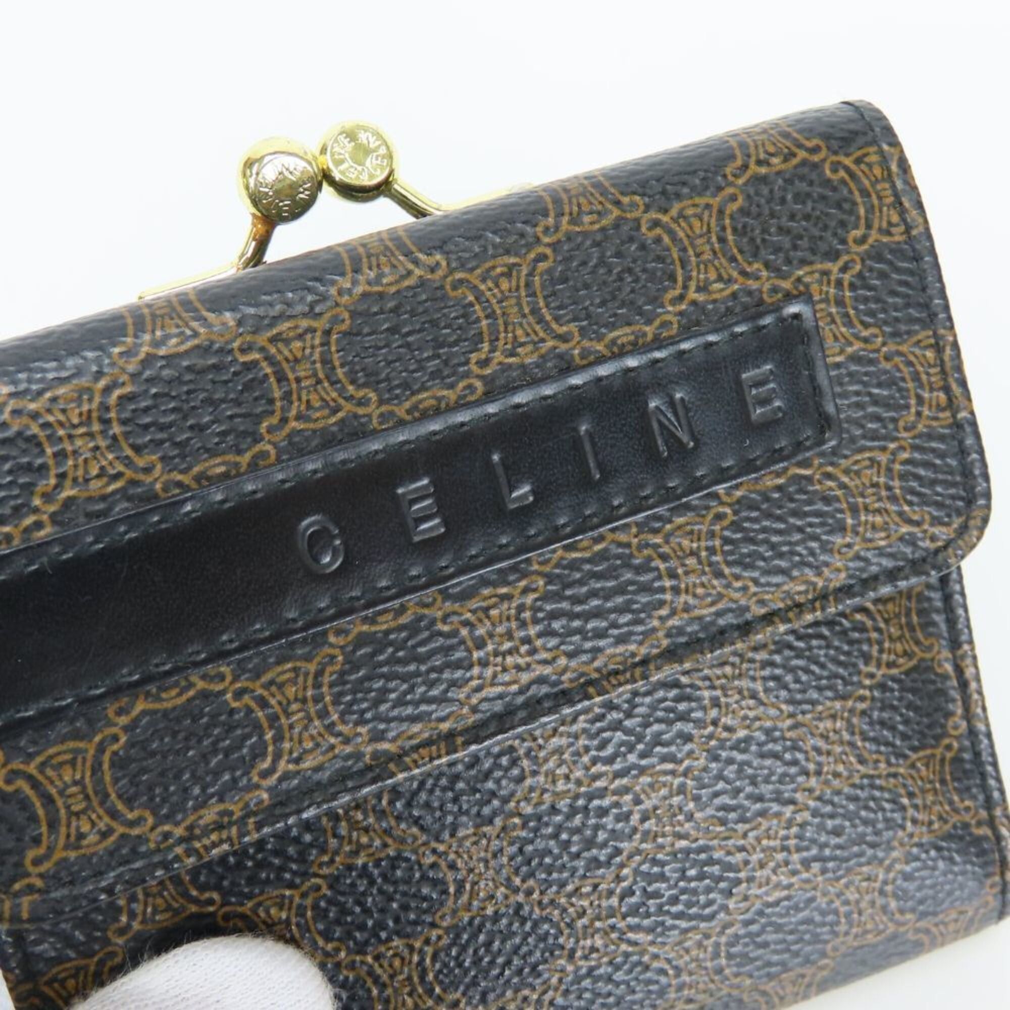 Celine Celine trifold wallet, Macadam leather, brown and black, compact wallet for women. Size ONE SIZE - 5 Thumbnail