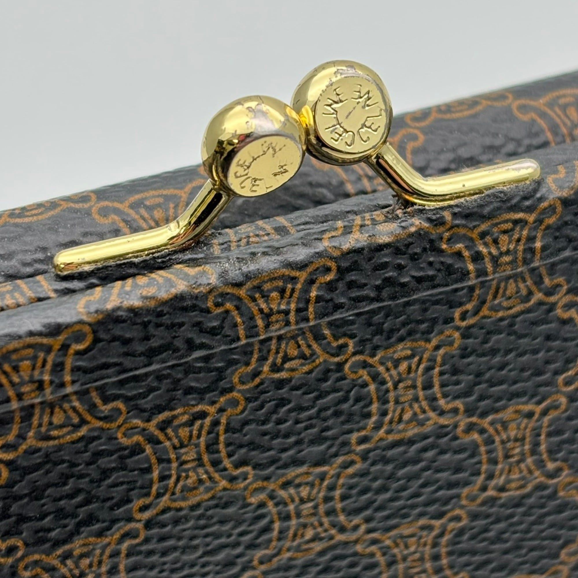 Celine Celine trifold wallet, Macadam leather, brown and black, compact wallet for women. Size ONE SIZE - 10 Thumbnail