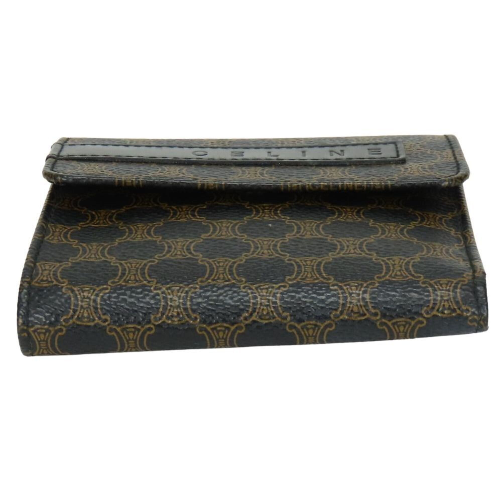 Celine Celine trifold wallet, Macadam leather, brown and black, compact wallet for women. Size ONE SIZE - 4 Thumbnail