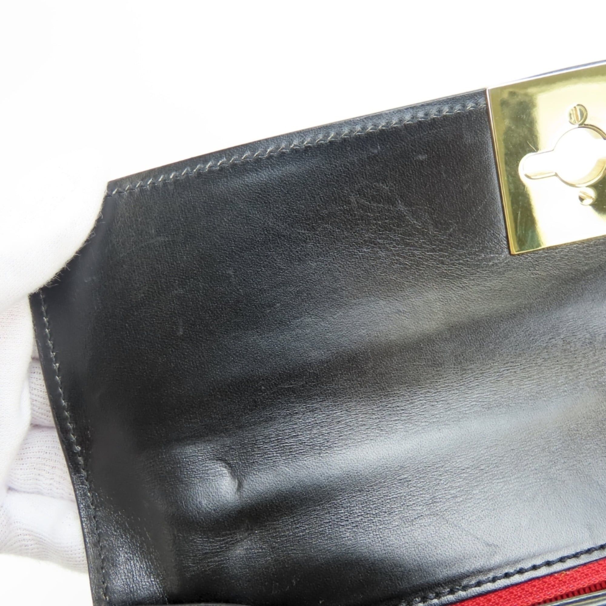 Celine Celine Gancini Leather Handbag, Black with Gold Hardware and Chain, for Women. Size ONE SIZE - 12 Thumbnail