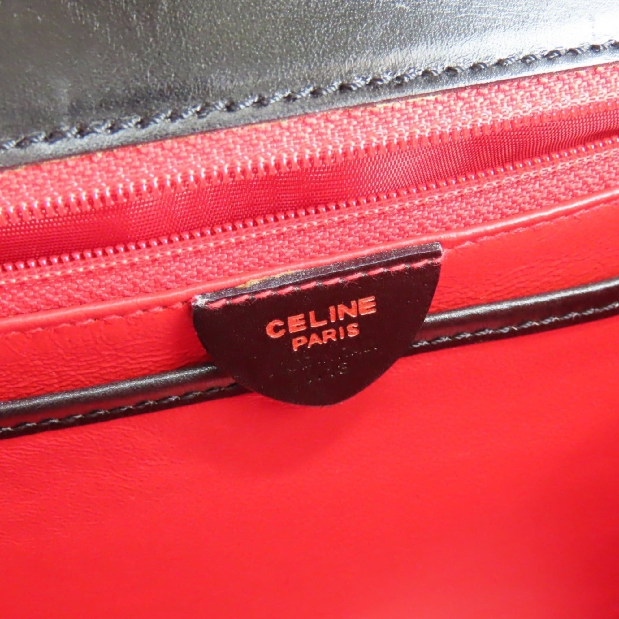 Celine Celine Gancini Leather Handbag, Black with Gold Hardware and Chain, for Women. Size ONE SIZE - 19 Thumbnail