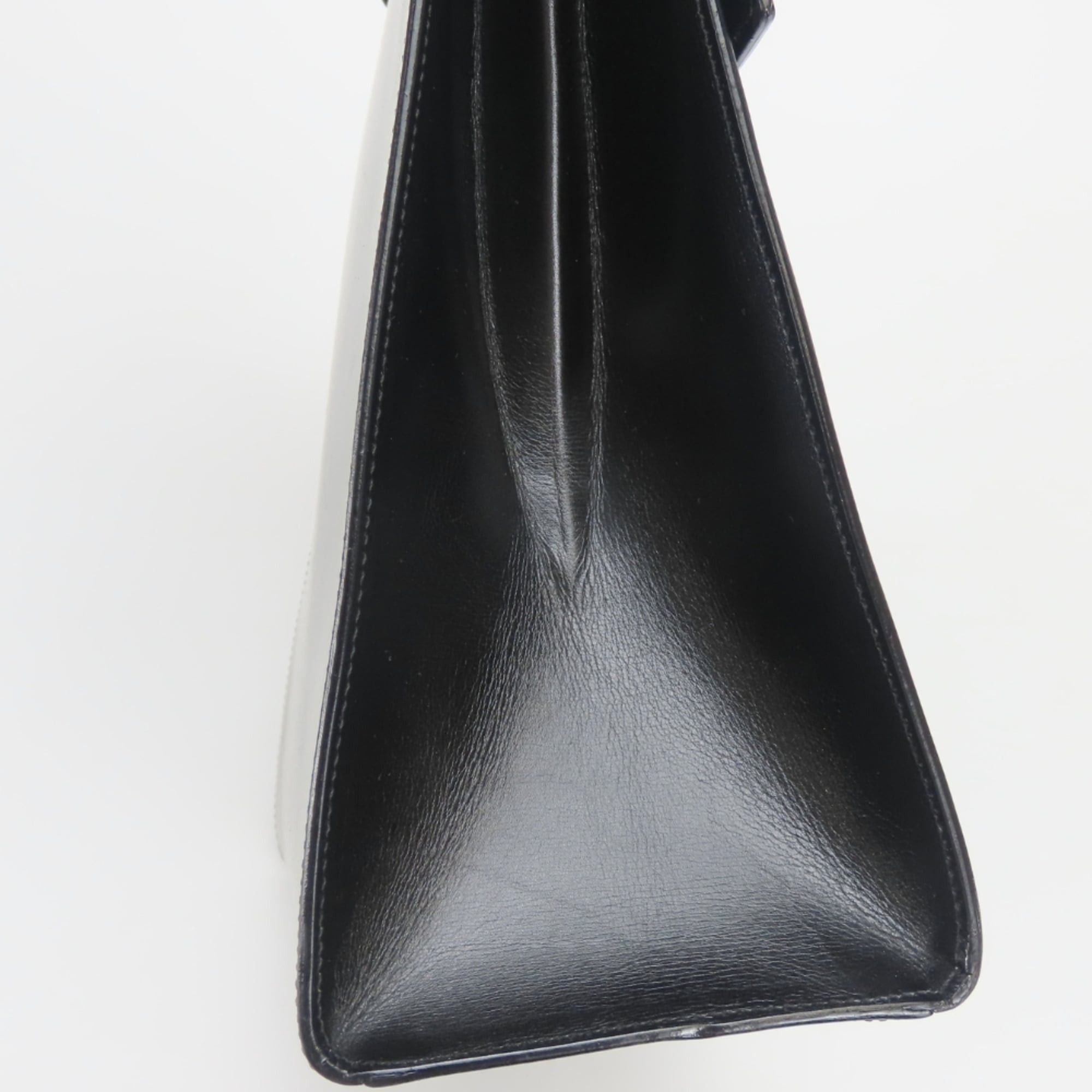 Celine Celine Gancini Leather Handbag, Black with Gold Hardware and Chain, for Women. Size ONE SIZE - 8 Thumbnail
