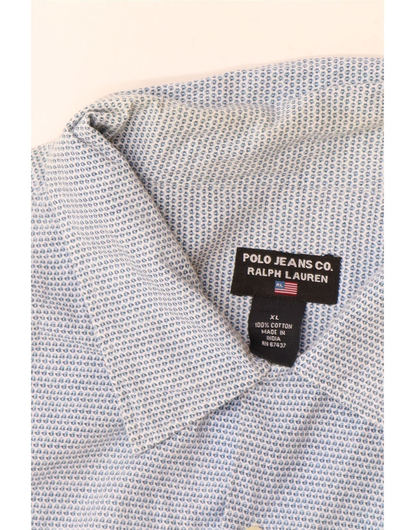 Ralph Lauren Mens Short Sleeve Shirt XL Blue Spotted Cotton Size US XL / EU 56 / 4 - 4 Thumbnail