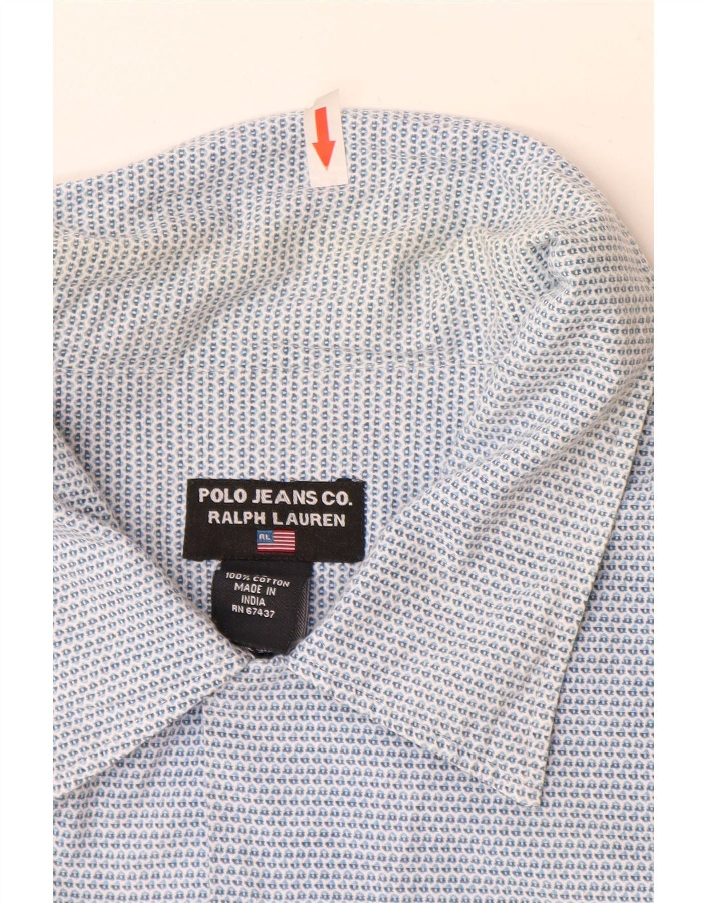 Ralph Lauren Mens Short Sleeve Shirt XL Blue Spotted Cotton Size US XL / EU 56 / 4 - 3 Thumbnail