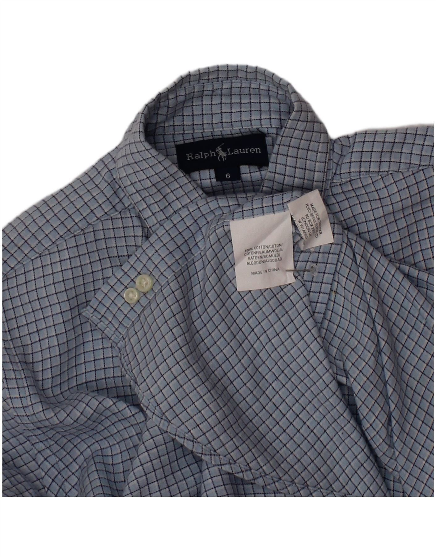 Ralph Lauren Boys Shirt 5-6 Years Blue Gingham Cotton Size XS / US 0-2 / IT 36-38 - 3 Thumbnail