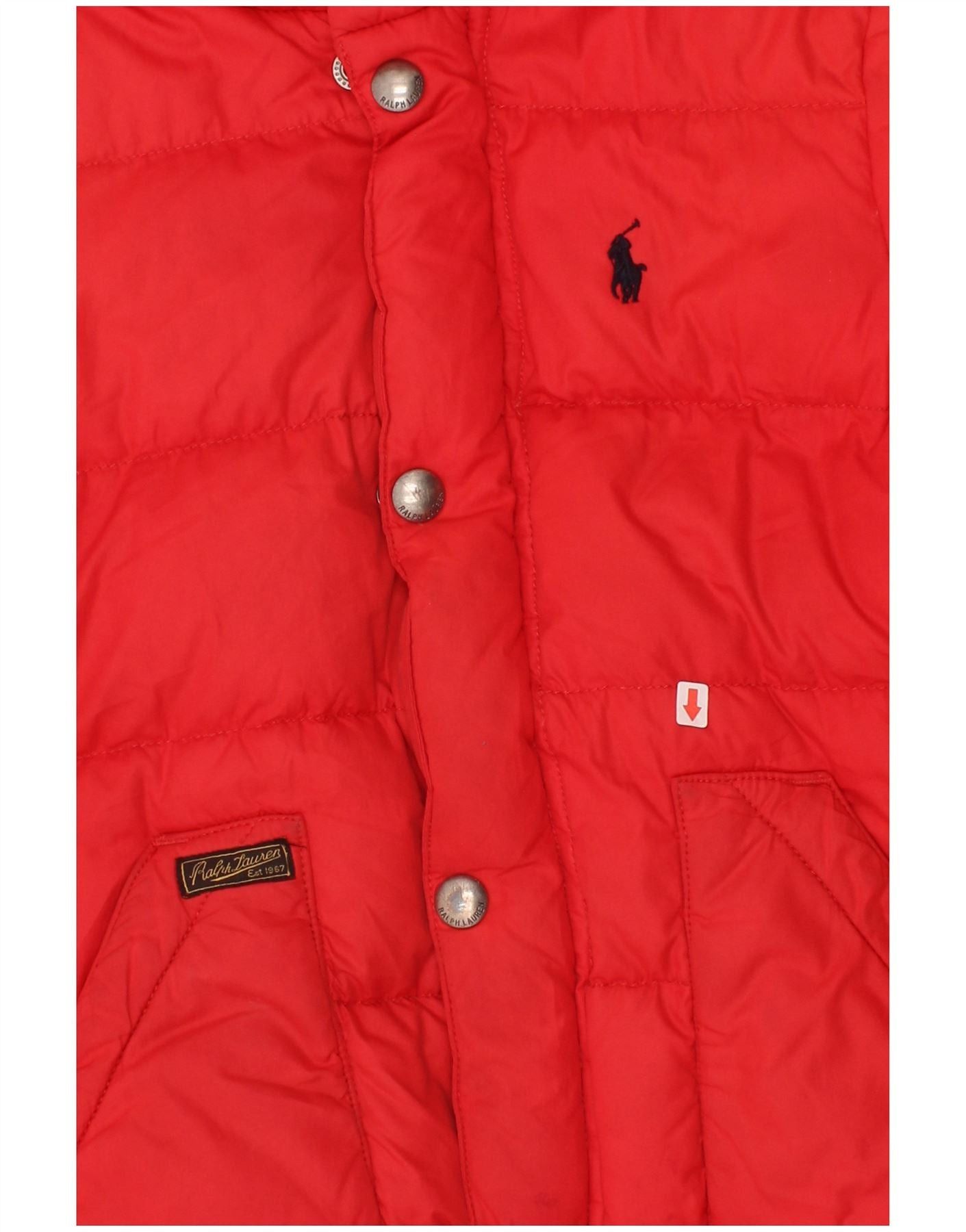 Polo Ralph Lauren Baby Boys Hooded Padded Jacket 18-24 Months Red Polyester Size XXS / US 00 / IT 34 - 3 Thumbnail