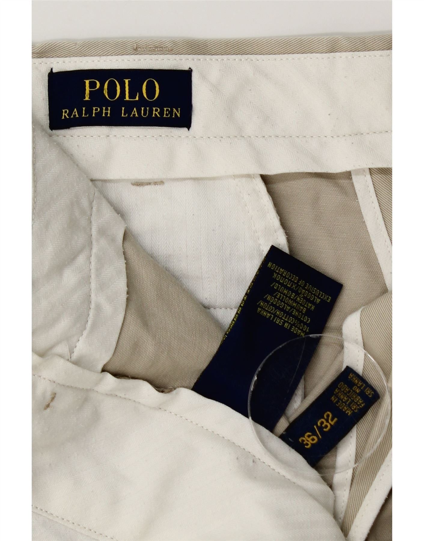 Polo Ralph Lauren Mens Straight Chino Trousers W36 L29 Beige Cotton Size US 36 / EU 52 - 4 Thumbnail