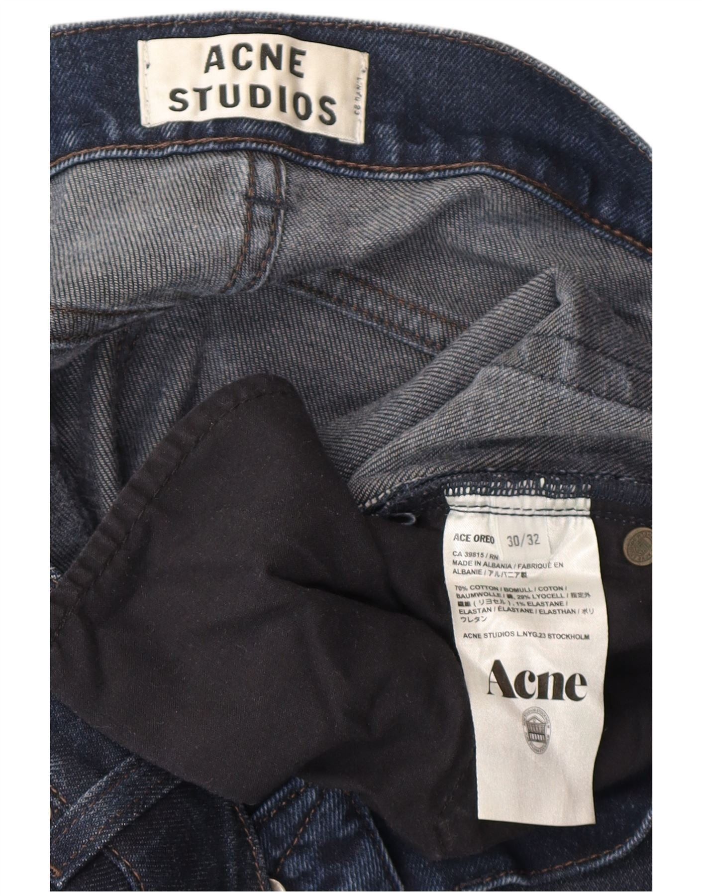 Acne Studios Mens Slim Jeans W30 L32 Navy Blue Cotton Size US 30 / EU 46 - 3 Thumbnail