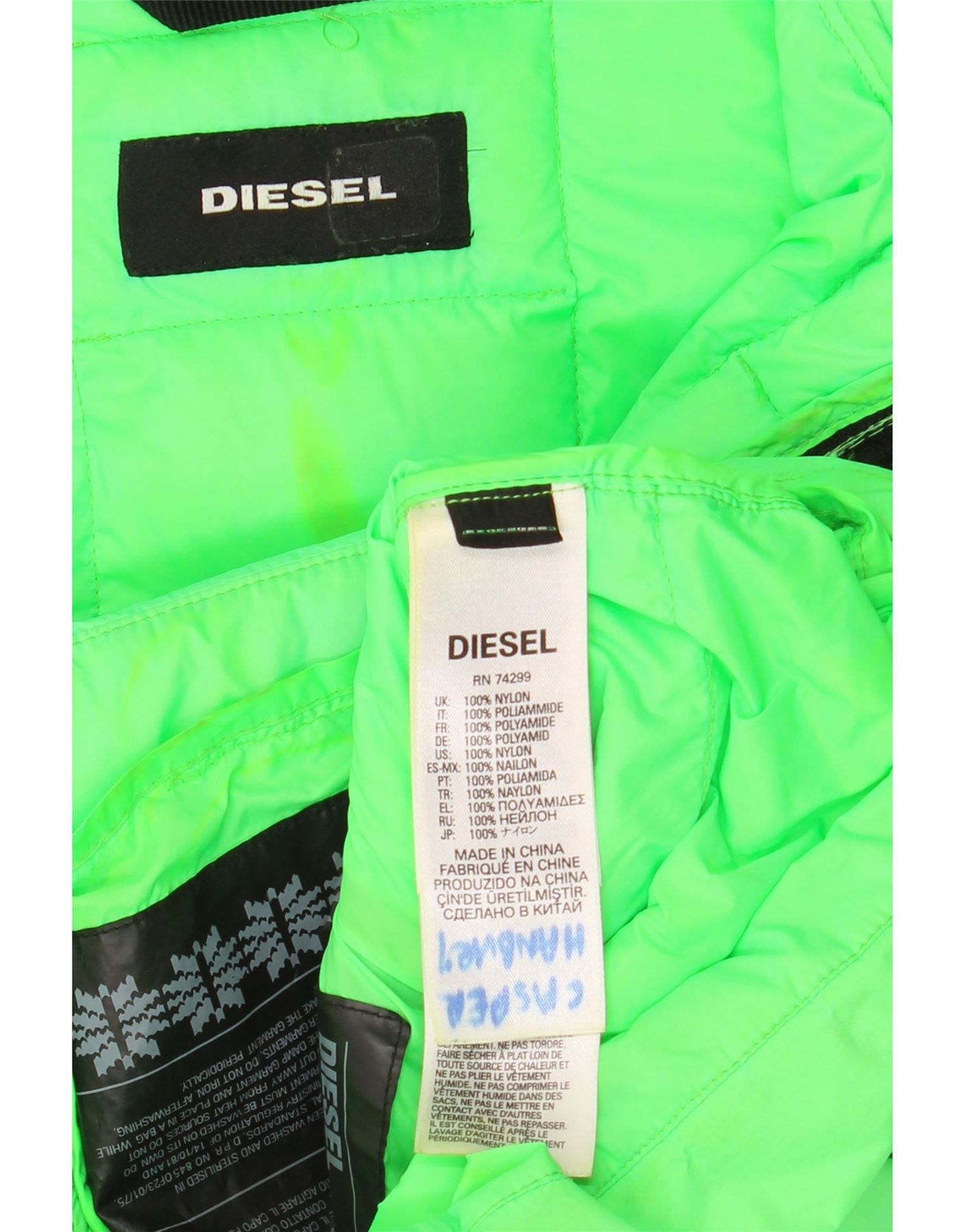 Diesel Boys Hooded Padded Jacket 10-11 Years Green Nylon Size M / US 6-8 / IT 42-44 - 8 Thumbnail