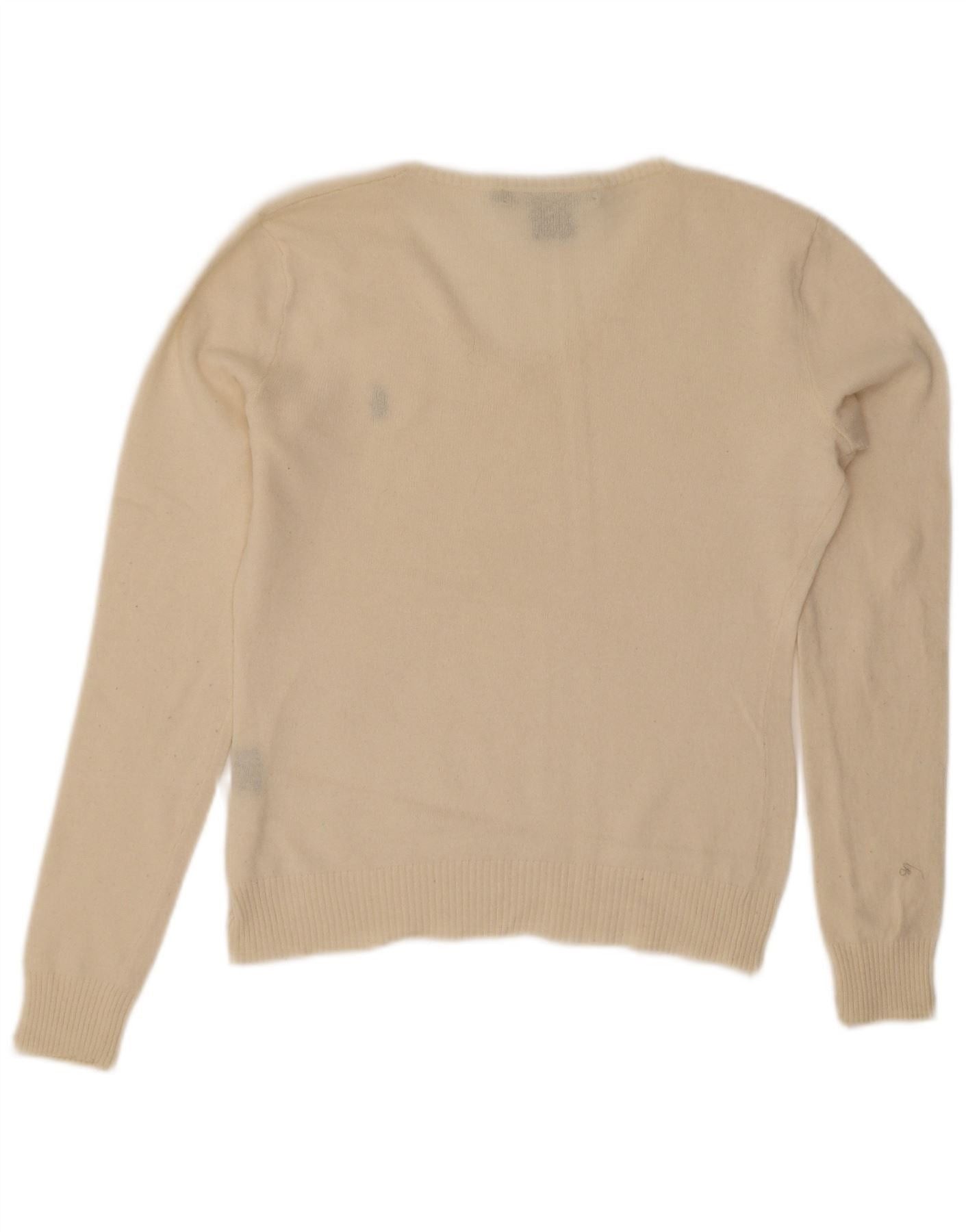 Ralph Lauren Womens V-Neck Jumper Sweater UK 16 Large Off White Merino Wo Size M / US 6-8 / IT 42-44 - 2 Thumbnail