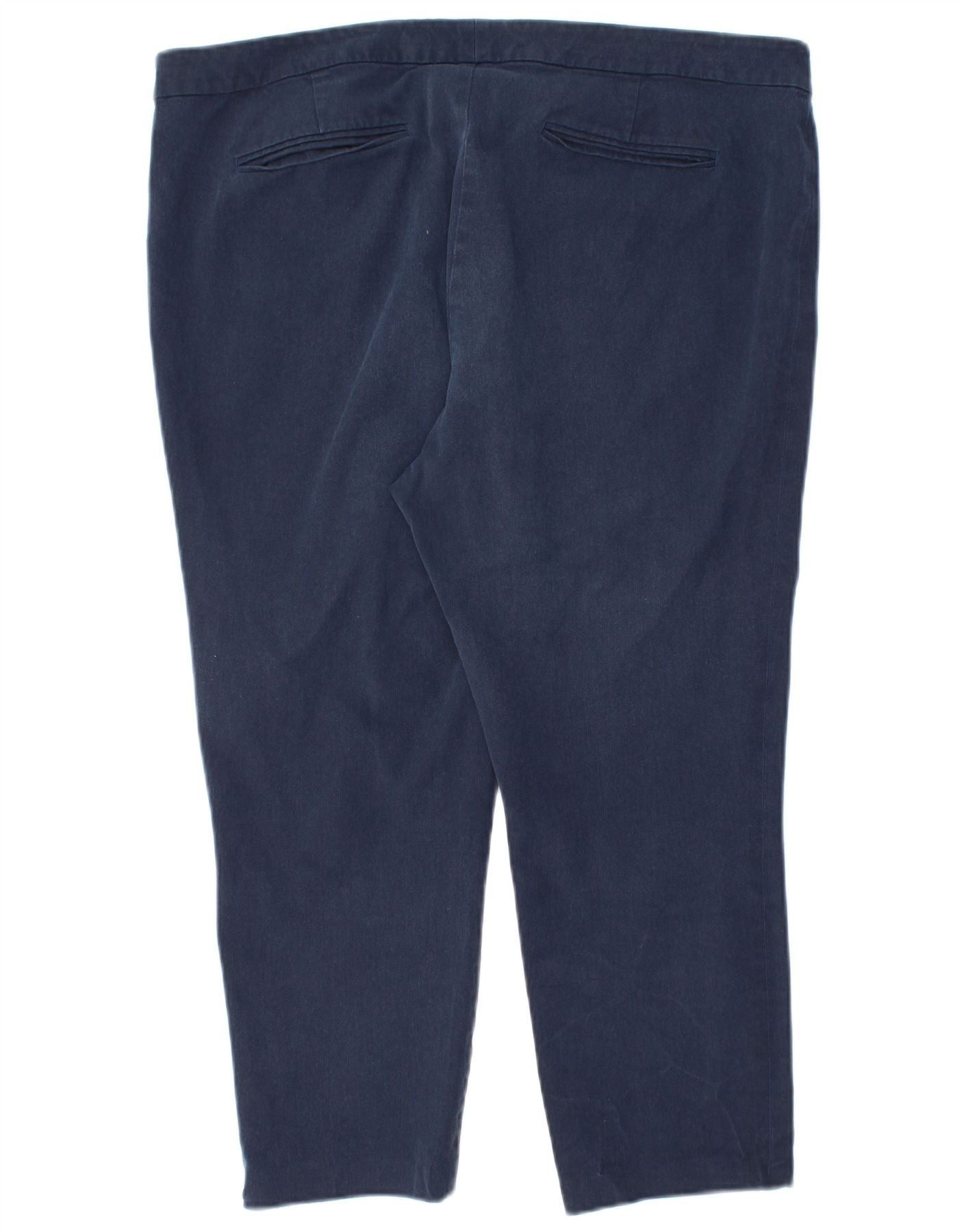 Ralph Lauren Womens Slim Capri Trousers US 16 2XL W36 L22 Navy Blue Cotto Size 34" / US 12 / IT 48 - 2 Thumbnail