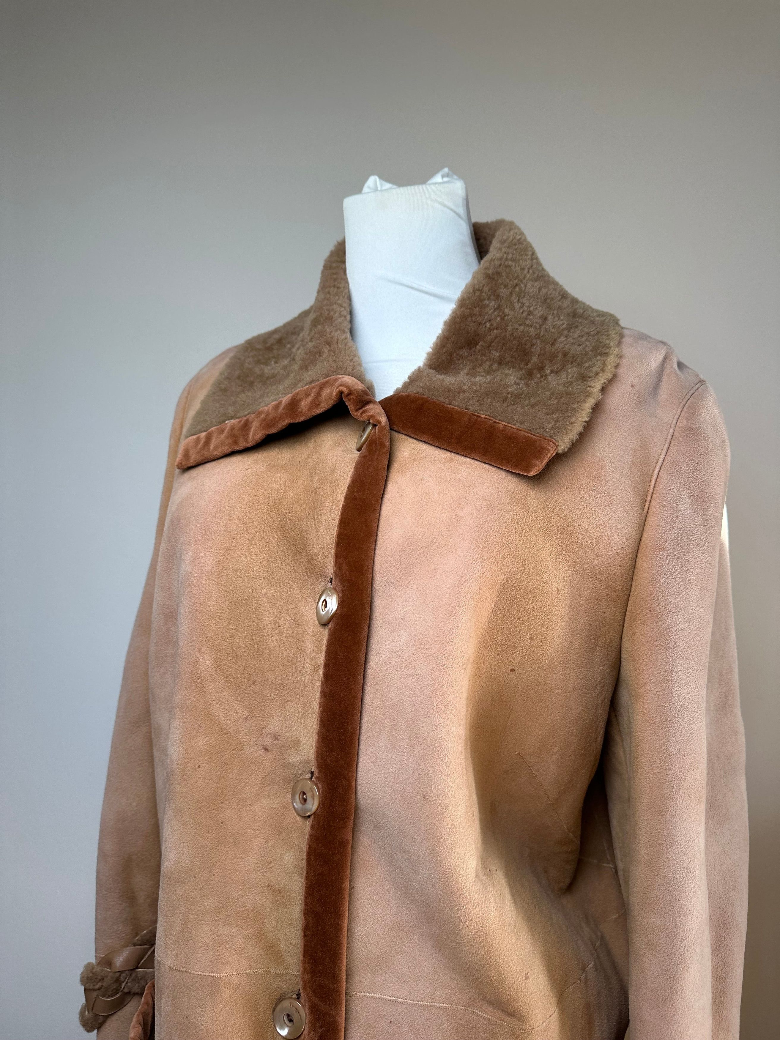 Other Vintage Salvatore Ferragamo Nubuk Leather Wool Coat M Brown Size M / US 6-8 / IT 42-44 - 9 Thumbnail