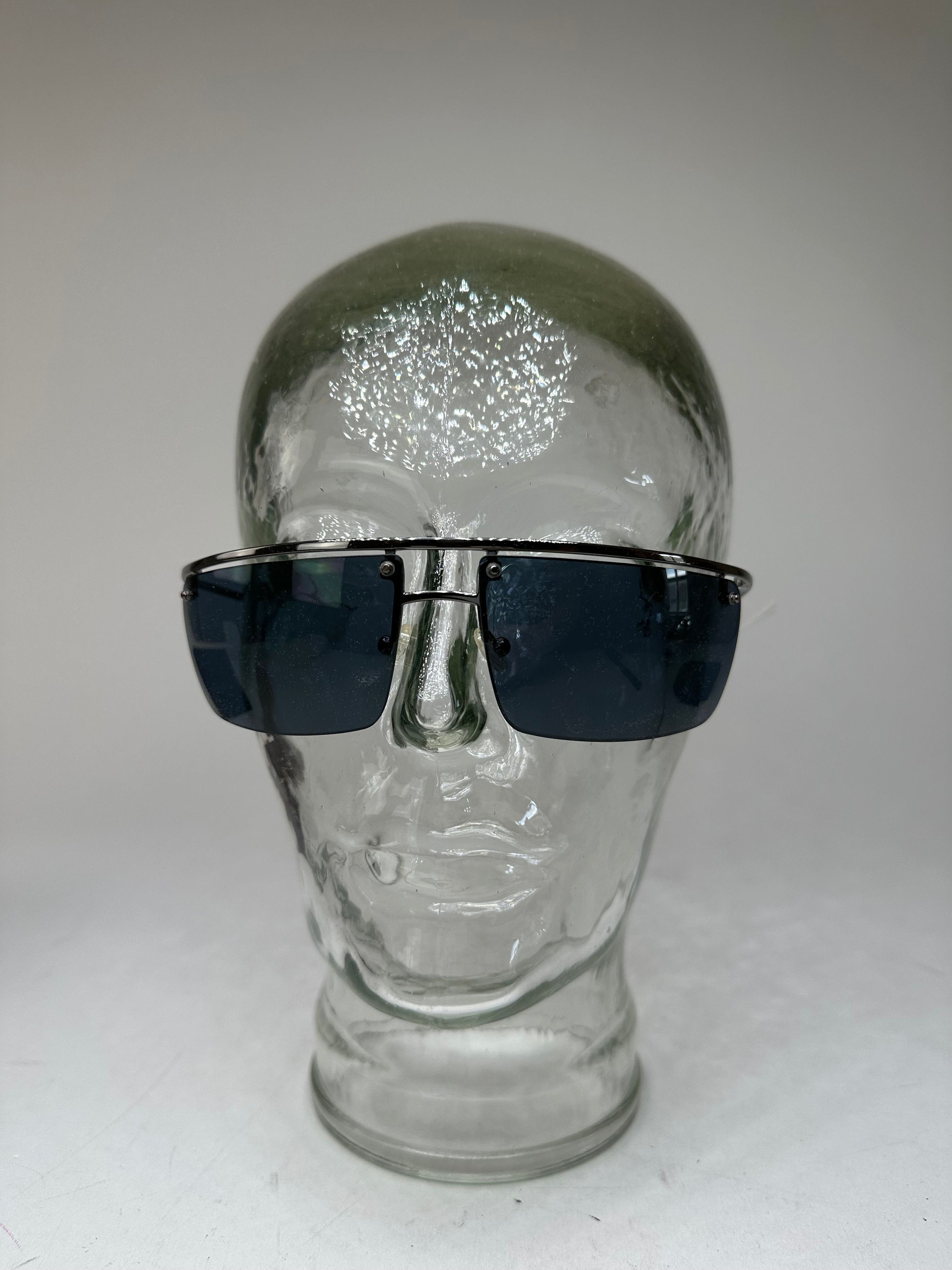 Celine Vintage Paris Rimless Sunglasses Silver Blue Size ONE SIZE - 3 Thumbnail