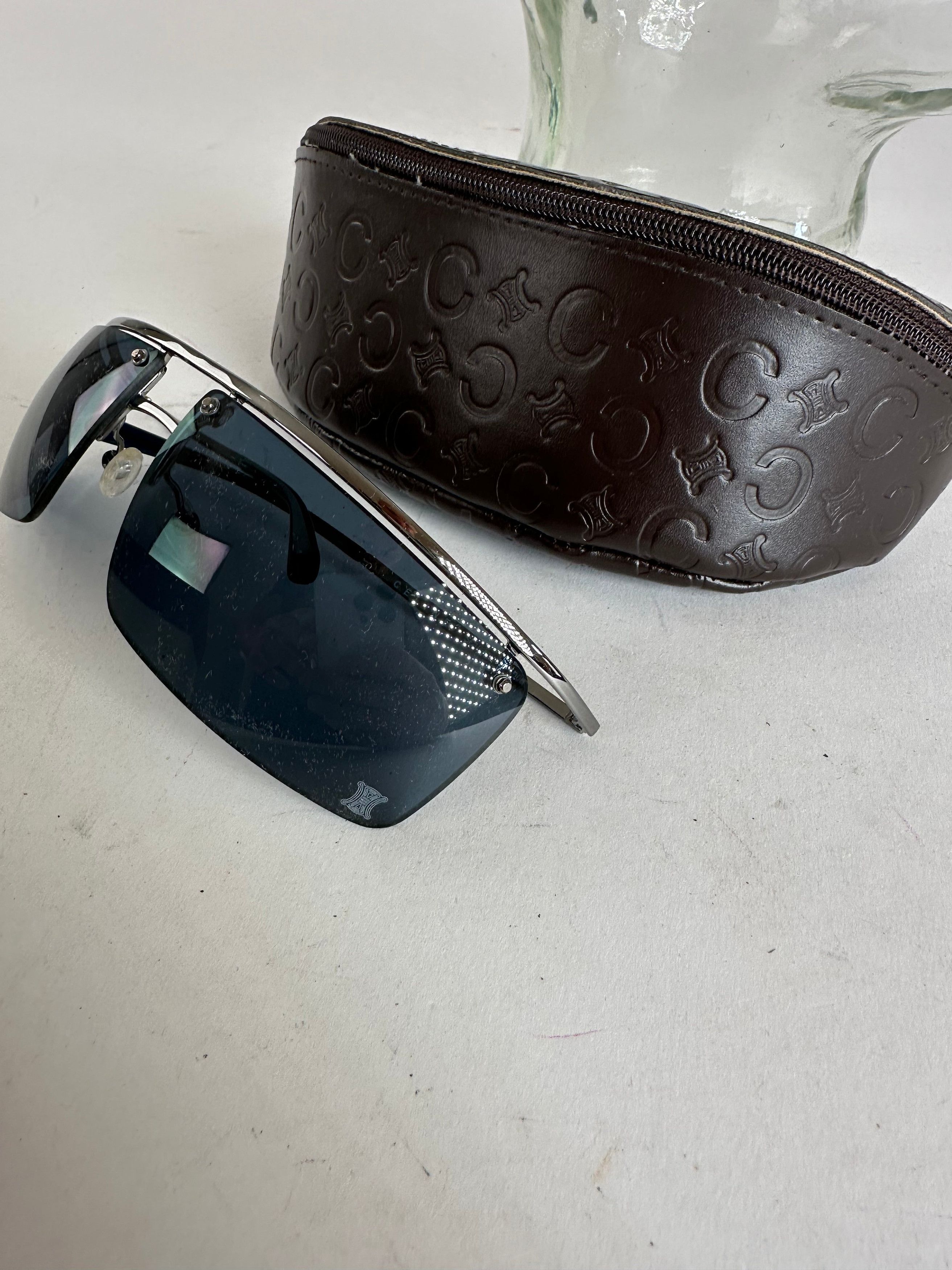 Celine Vintage Paris Rimless Sunglasses Silver Blue Size ONE SIZE - 12 Thumbnail