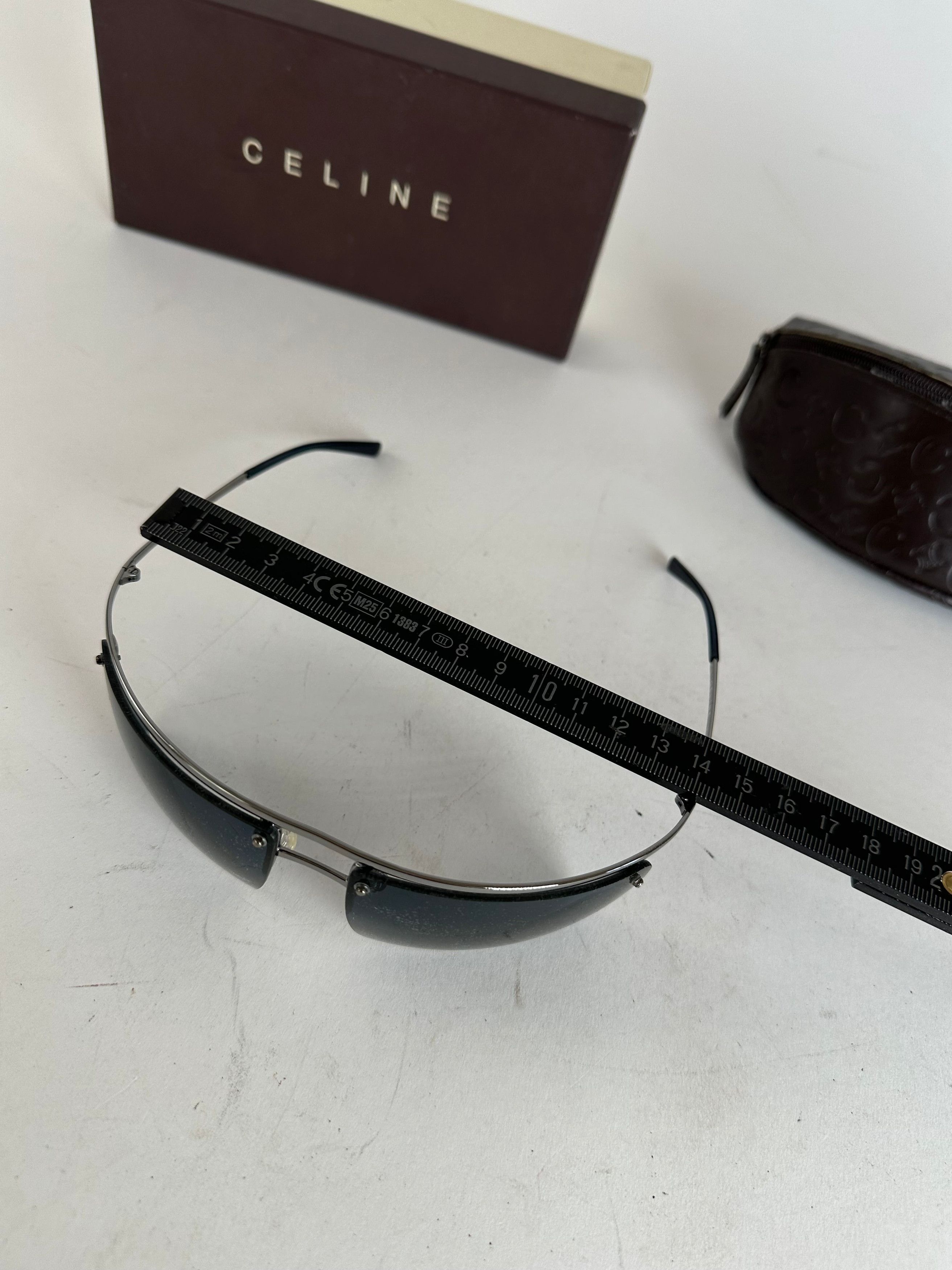 Celine Vintage Paris Rimless Sunglasses Silver Blue Size ONE SIZE - 4 Thumbnail