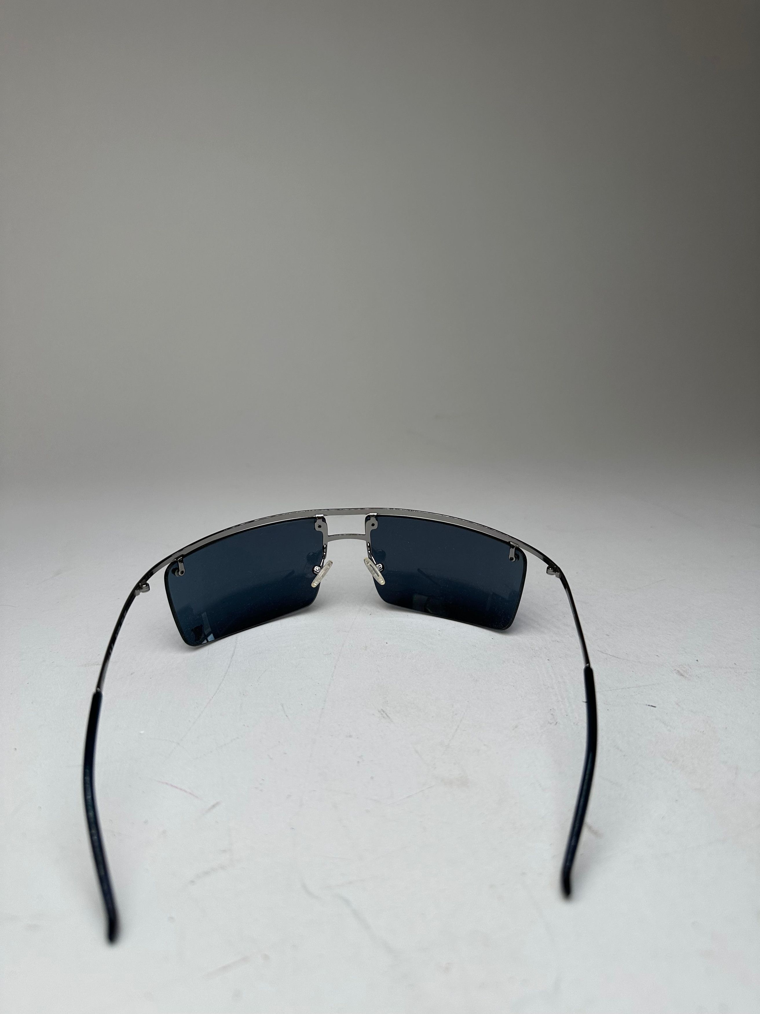 Celine Vintage Paris Rimless Sunglasses Silver Blue Size ONE SIZE - 6 Thumbnail