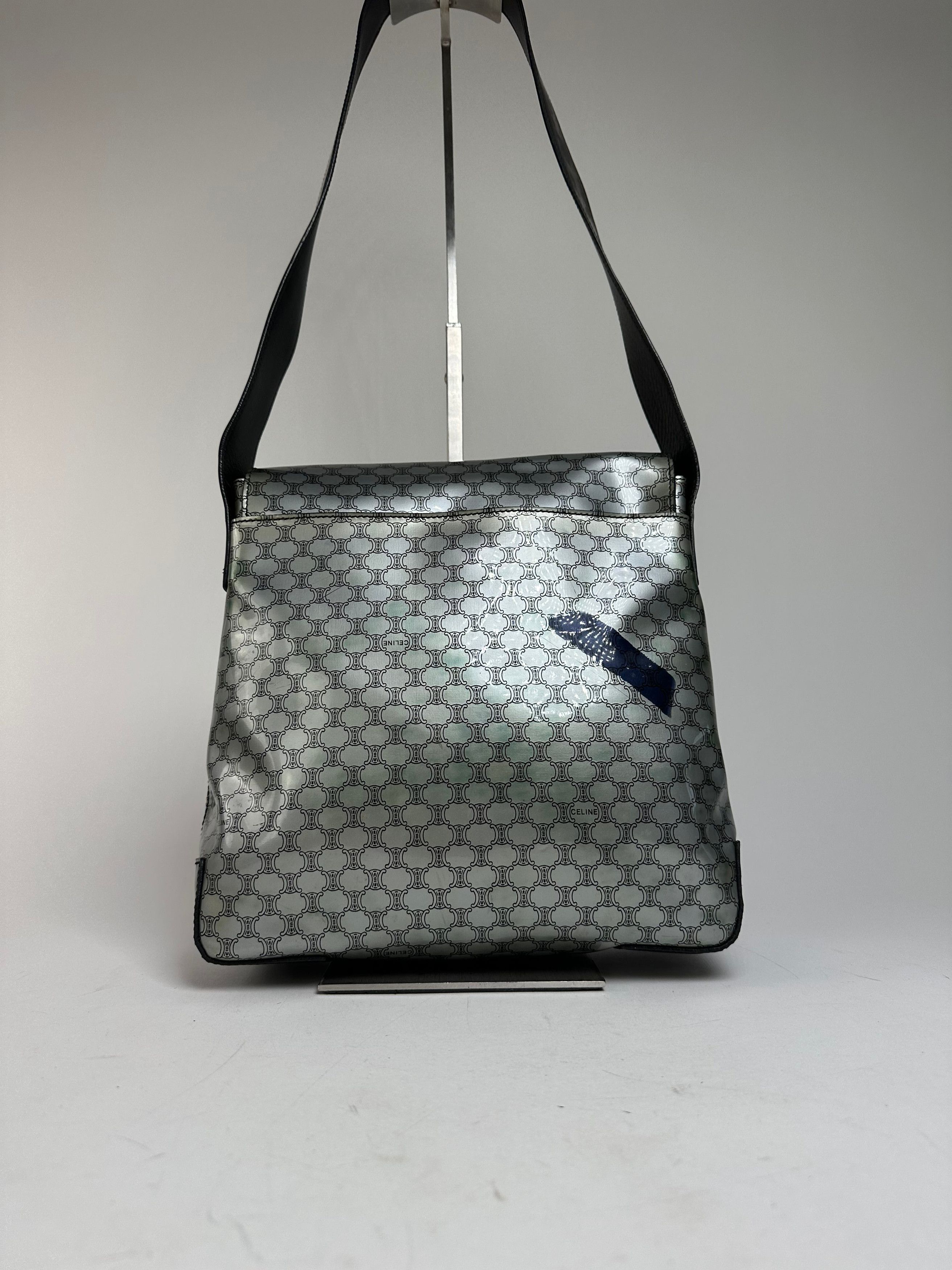 Celine Vintage Paris Triomphe Monogram Patent Leather Shoulder Bag Size ONE SIZE - 14 Thumbnail