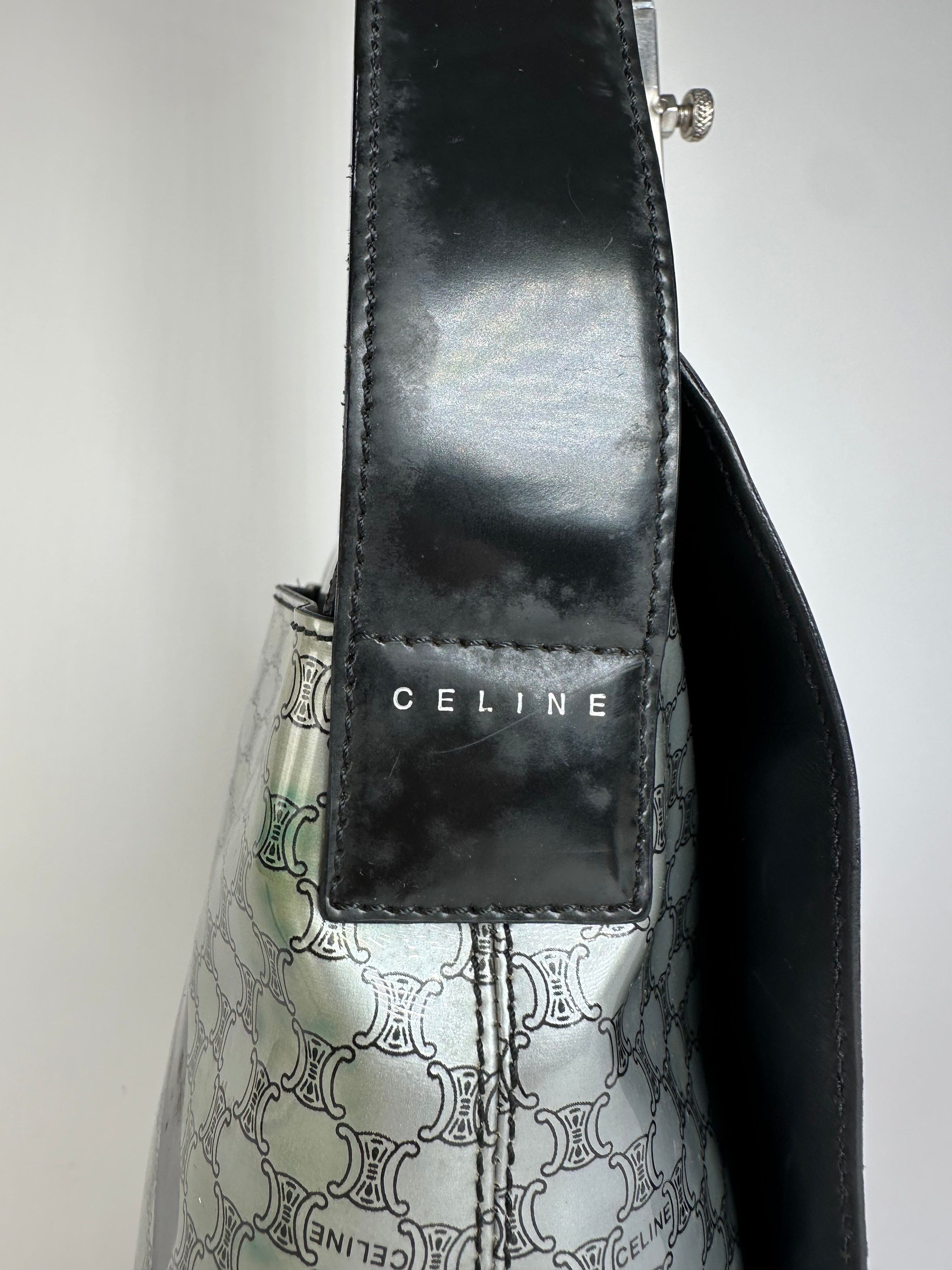 Celine Vintage Paris Triomphe Monogram Patent Leather Shoulder Bag Size ONE SIZE - 6 Thumbnail
