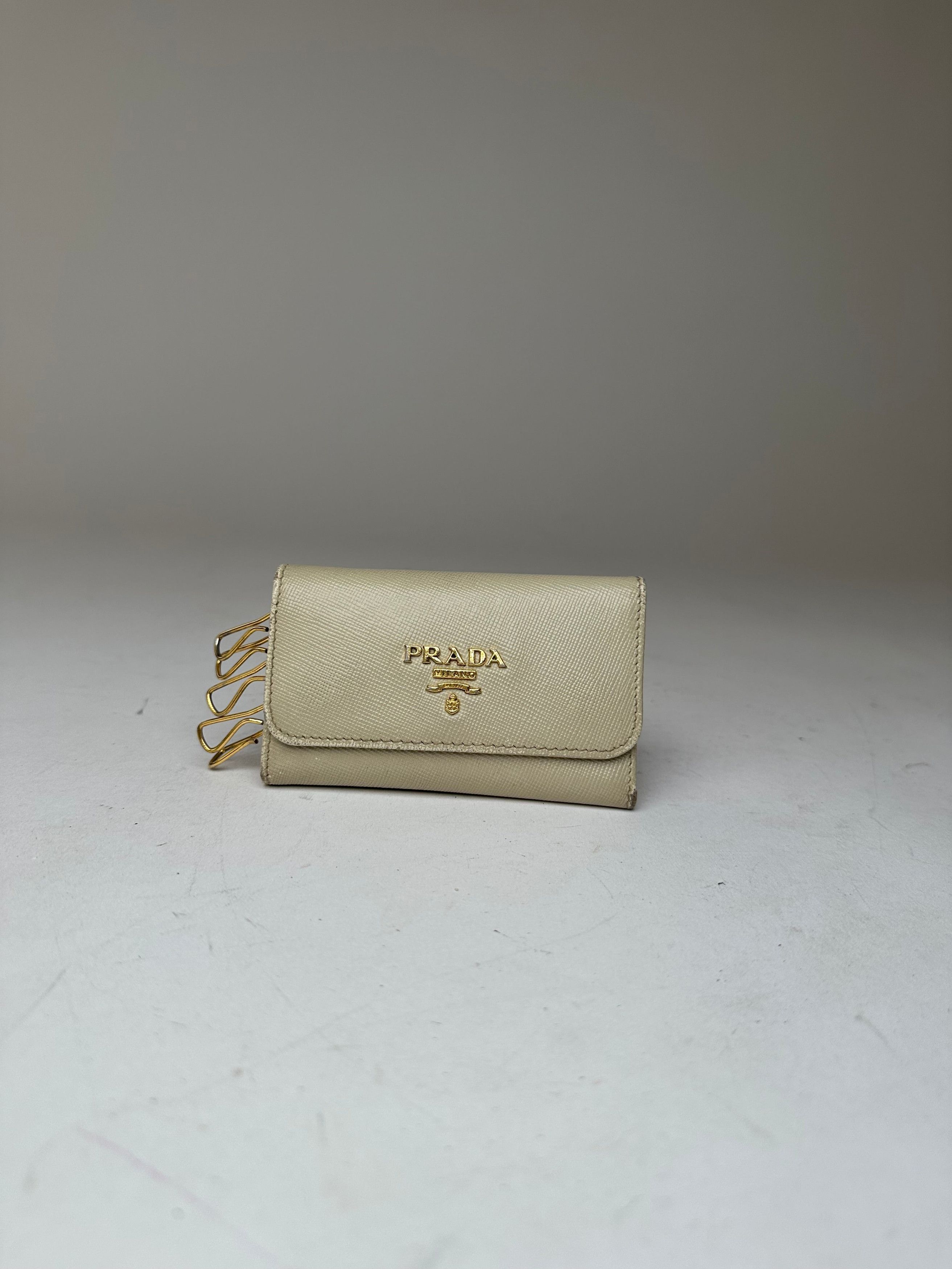 Prada Vintage Leather Card / Key Holder White Size ONE SIZE - 7 Thumbnail