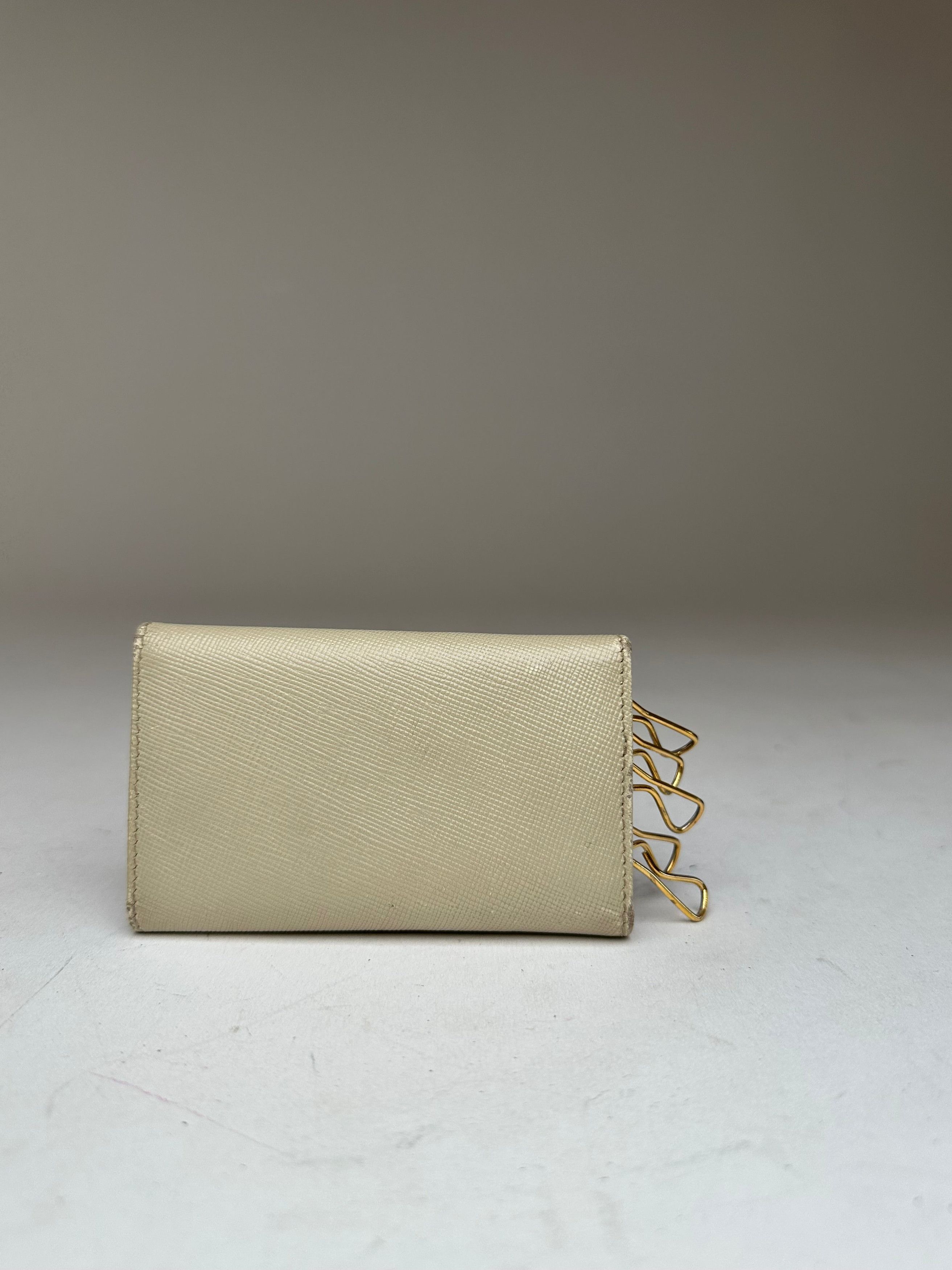 Prada Vintage Leather Card / Key Holder White Size ONE SIZE - 2 Thumbnail