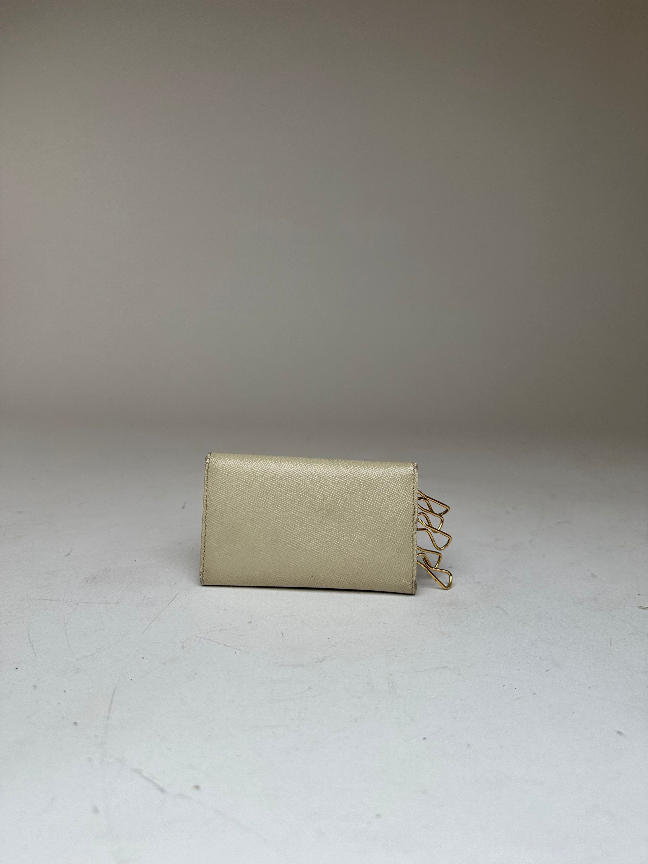Prada Vintage Leather Card / Key Holder White Size ONE SIZE - 12 Thumbnail
