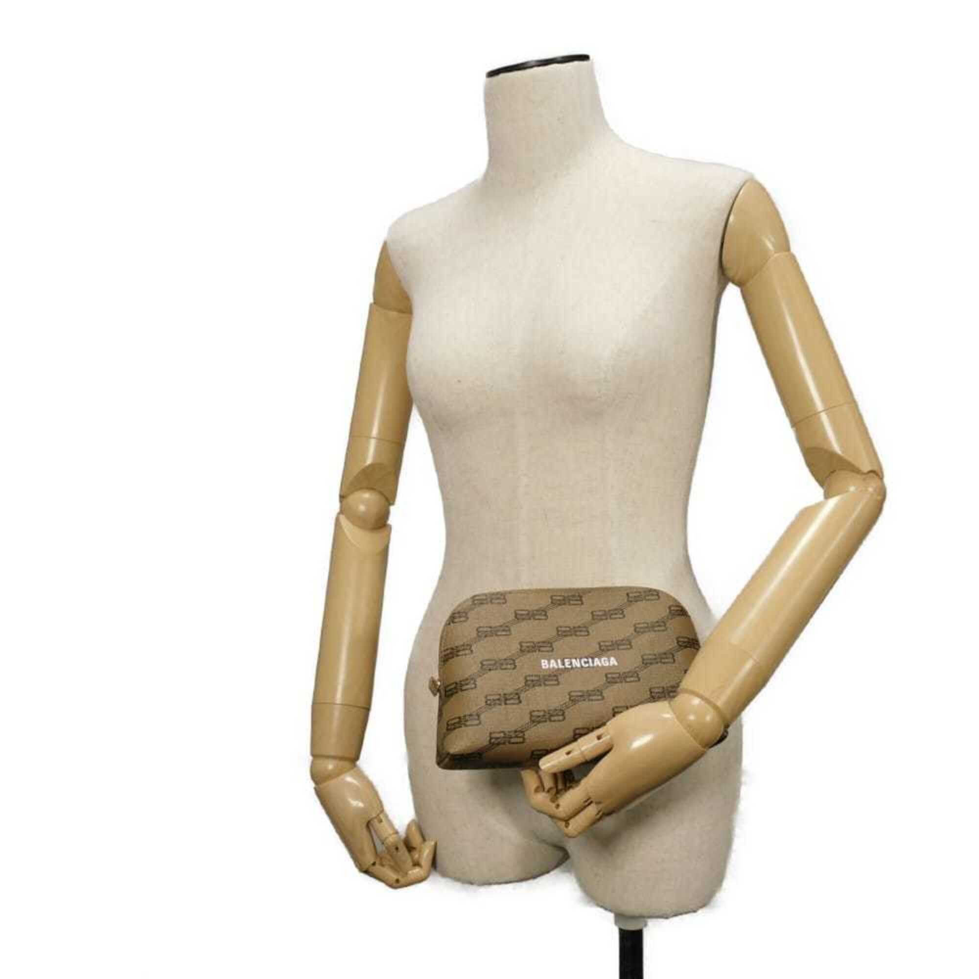 Balenciaga Balenciaga BB Monogram Clutch Bag, Round Pouch, Second Makeup New Logo, Brown, 702624 210DA 2762, Men's & Women's Size ONE SIZE - 15 Thumbnail