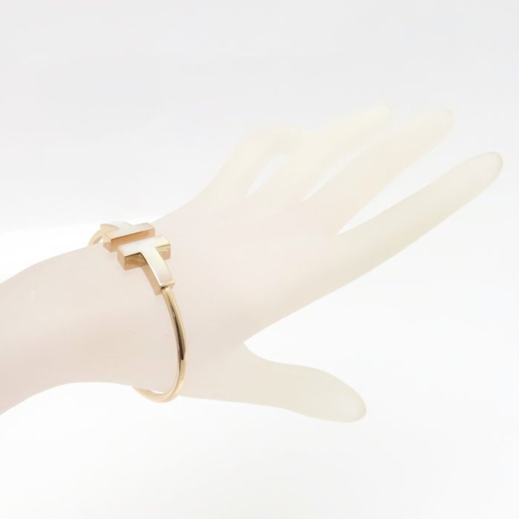 Tiffany & Co. TIFFANY&Co. Tiffany T Wire Bangle Wide Mother-of-Pearl 18K Rose Gold Women's 295304 Size ONE SIZE - 3 Thumbnail