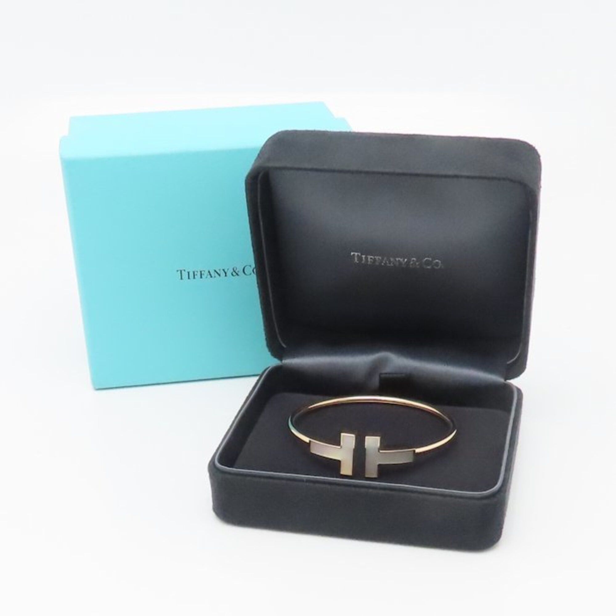 Tiffany & Co. TIFFANY&Co. Tiffany T Wire Bangle Wide Mother-of-Pearl 18K Rose Gold Women's 295304 Size ONE SIZE - 4 Thumbnail