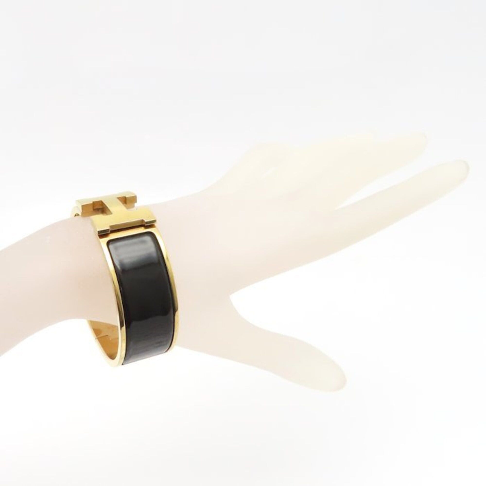 Hermes HERMES Clic Clac GM Bangle, Black x Gold, GP Enamel, Women's, 295307 Size ONE SIZE - 3 Thumbnail