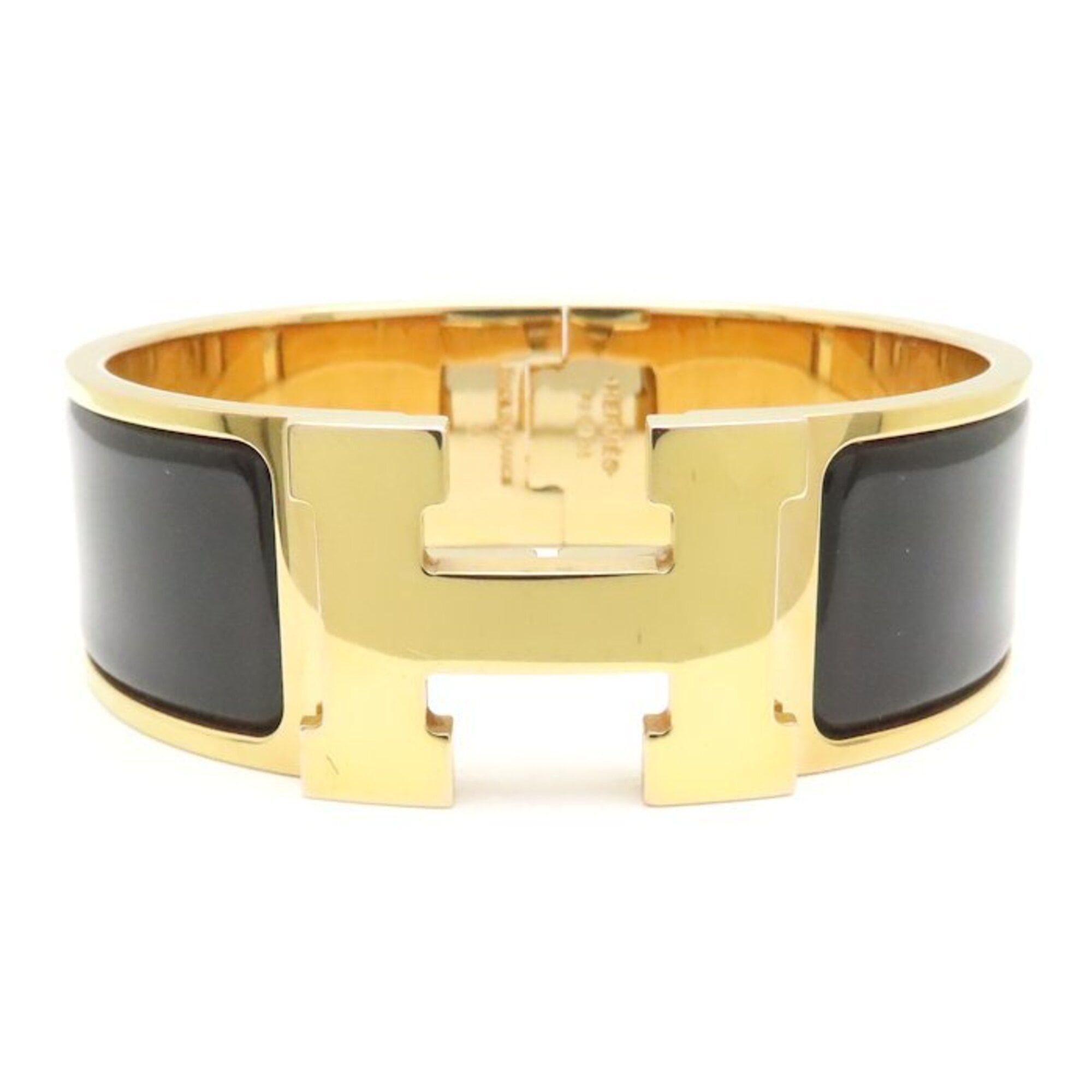 Hermes HERMES Clic Clac GM Bangle, Black x Gold, GP Enamel, Women's, 295307 Size ONE SIZE - 2 Thumbnail